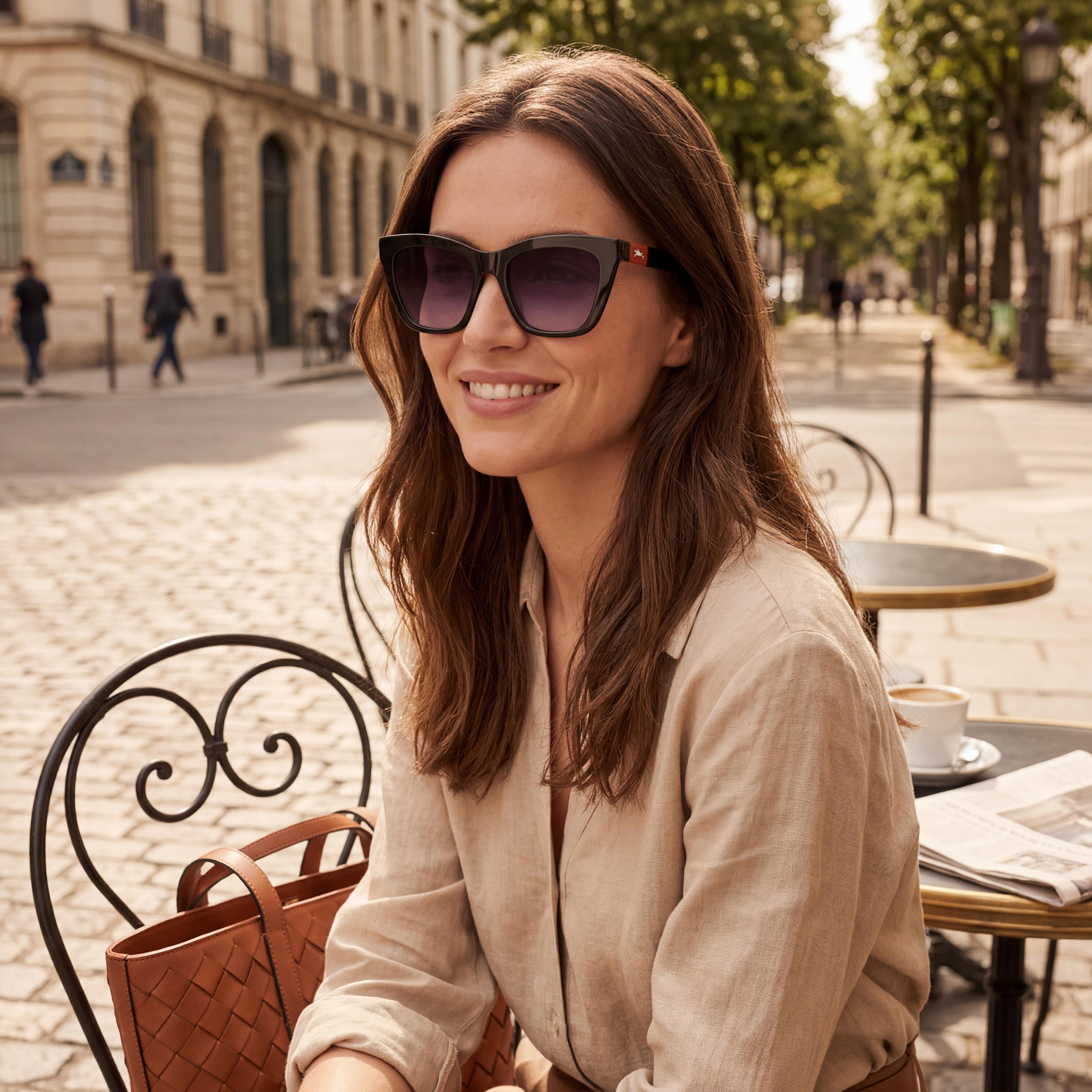 Gafas de sol informales Longchamp LO715S para mujer, de acetato, con montura blanca y negra, no polarizadas, de 54 mm, Photo 6