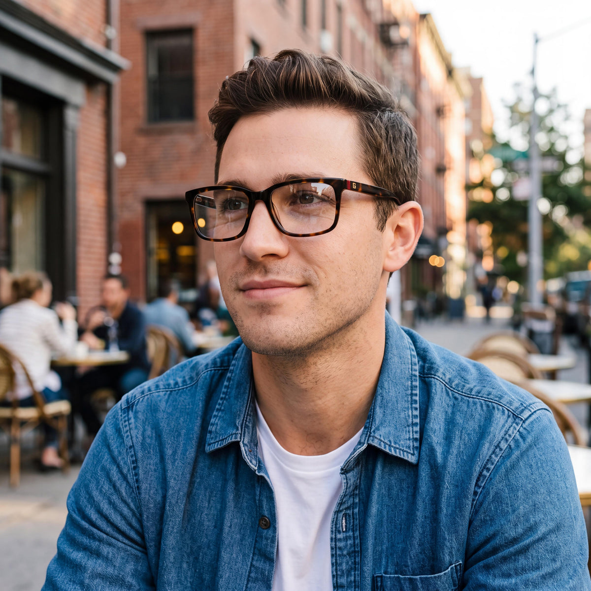 GUESS 50068 Men's Dark Havana Plastic Frame Eyeglasses 52mm with Clear Demo Lenses - Prescription Ready, Photo 4