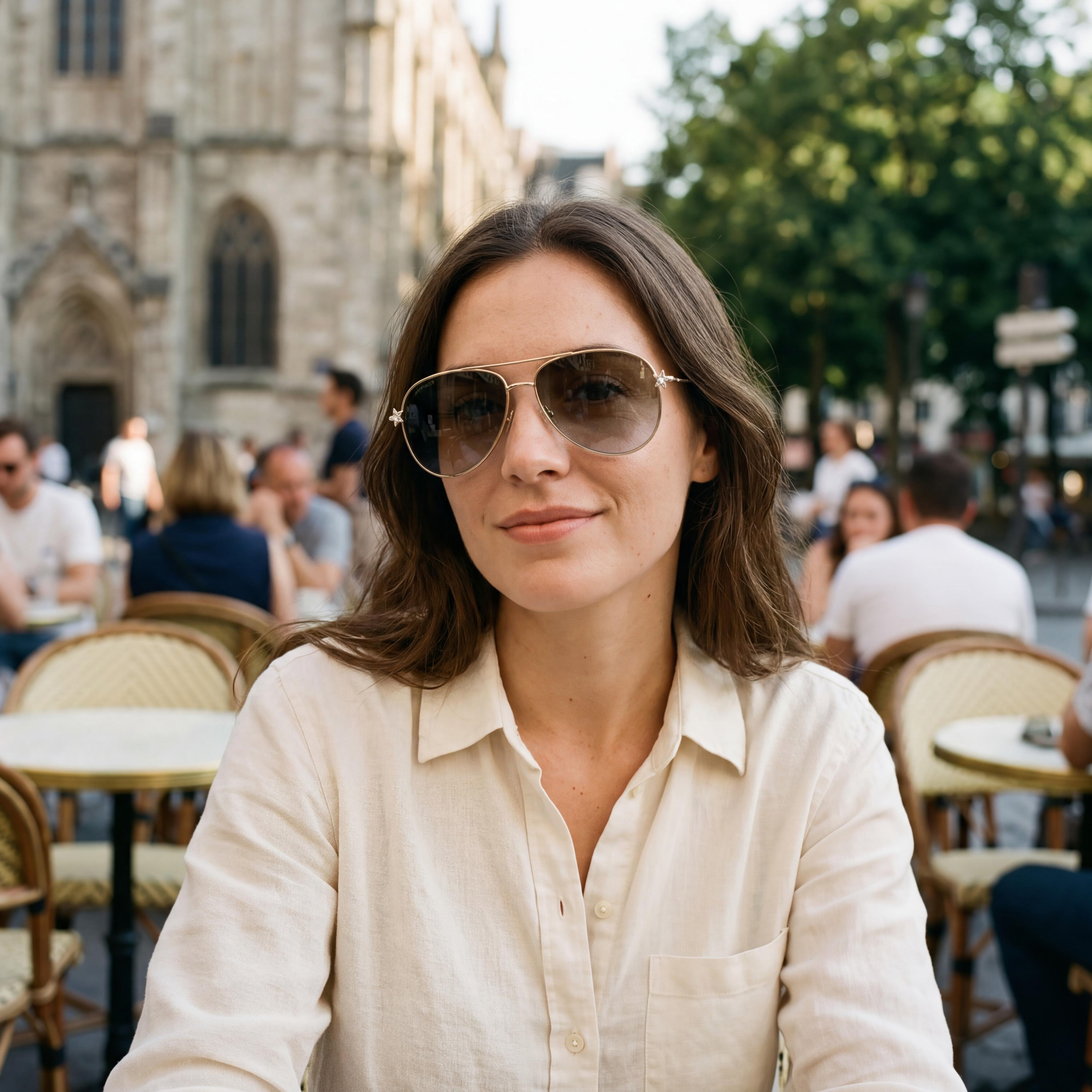 JIMMY CHOO Sansa/S - Gafas de sol estilo piloto para mujer, de acero inoxidable, con cristales y diamantes dorados, degradado dorado, 58 mm, Photo 5