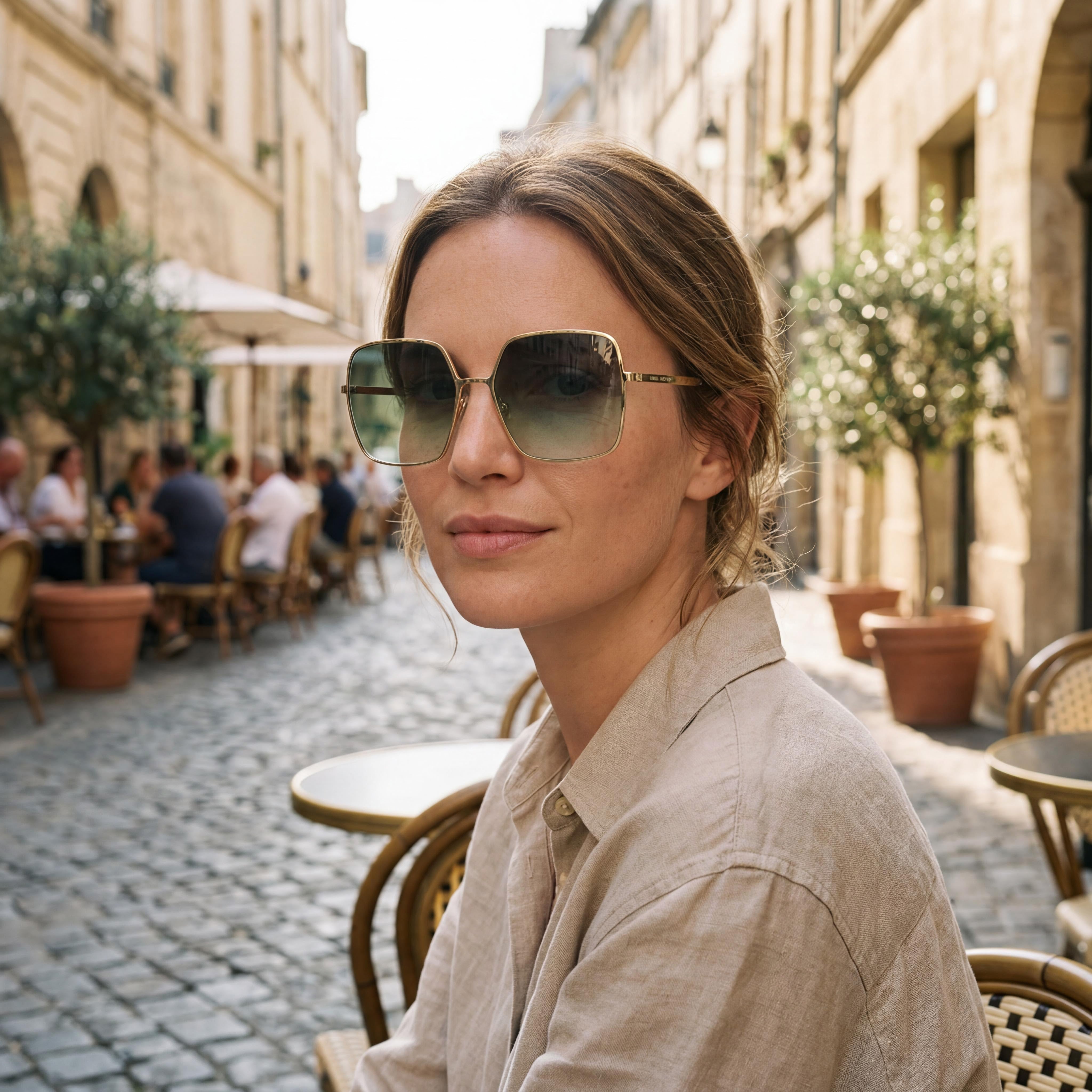 Gafas de sol Isabel Marant modernas para mujer, cuadradas, de acero inoxidable, doradas y verdes, no polarizadas, de 58 mm, Photo 6