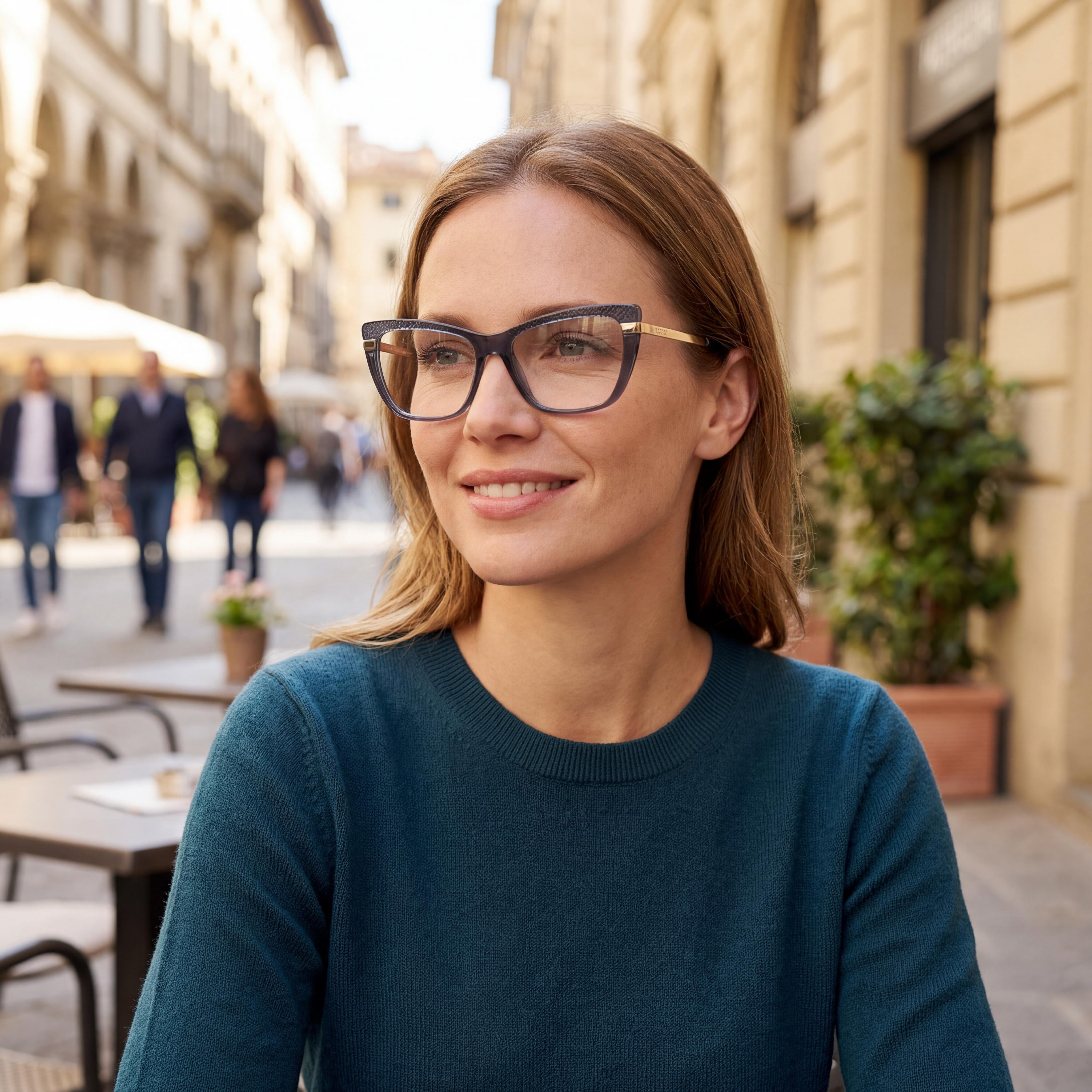 Gafas Guess Gu50246 para mujer con montura de plástico azul brillante, sin cristales, ancho de lente 50 mm, puente 16 mm, patilla 140 mm, Photo 4