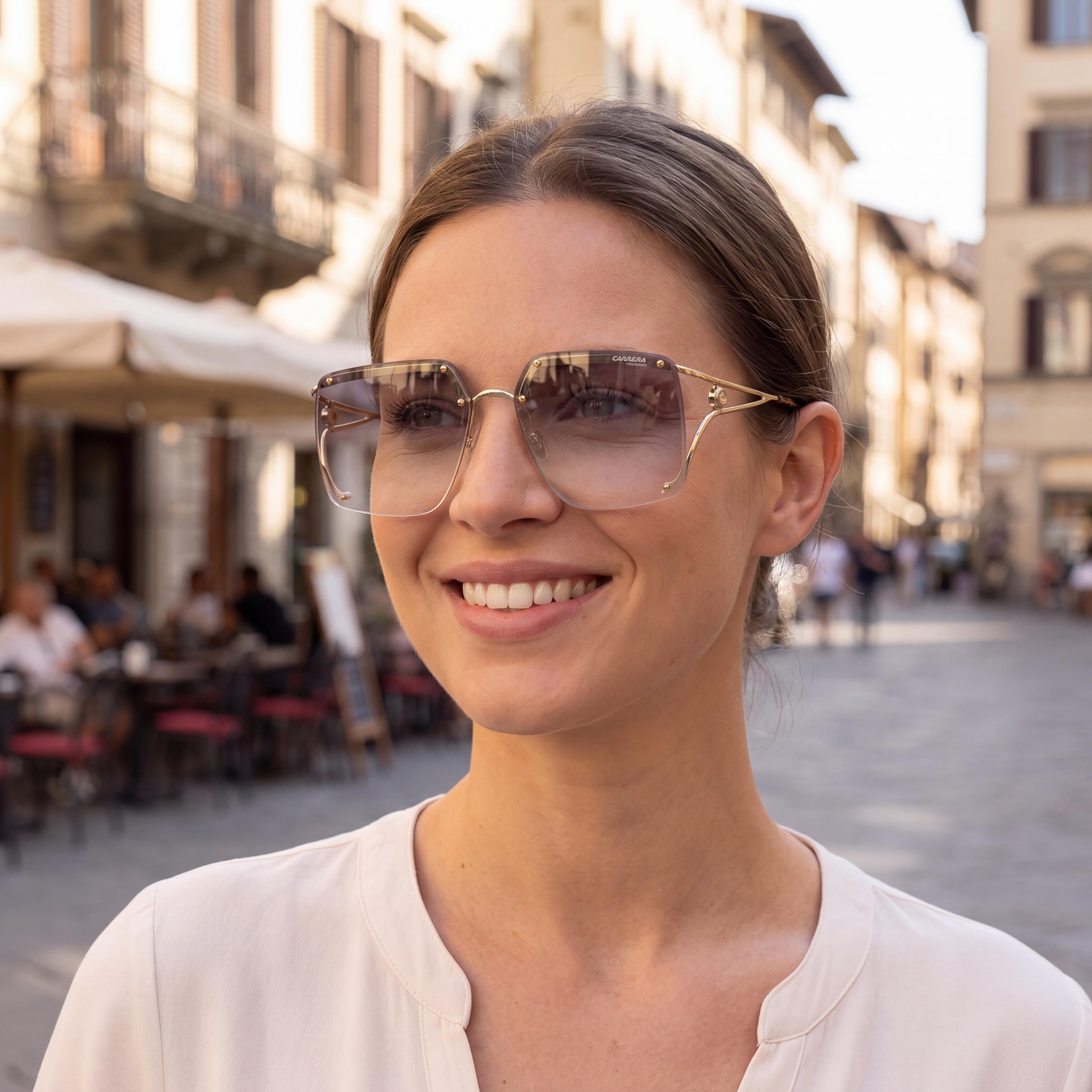 Carrera 3041/S Women's Stainless Steel Grey Gold Frame, Grey Shaded Gold Mirror Non-Polarized UV Protected Sunglasses 60mm, Photo 5