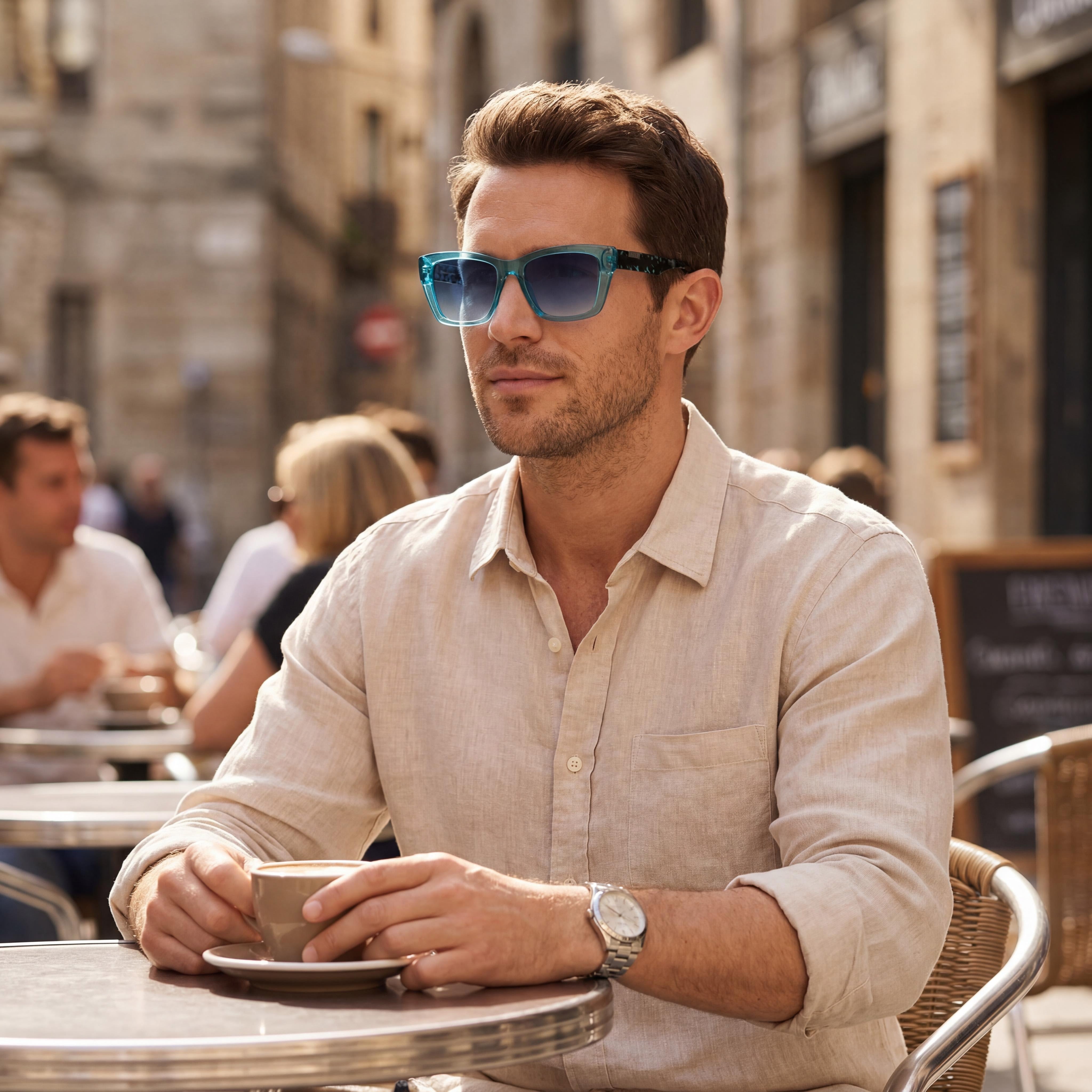 DKNY Modern Men’s Crystal Turquoise Plastic Frame Double Gradient Blue+Green Polycarbonate UV Protection Sunglasses 54-17-140, Photo 4