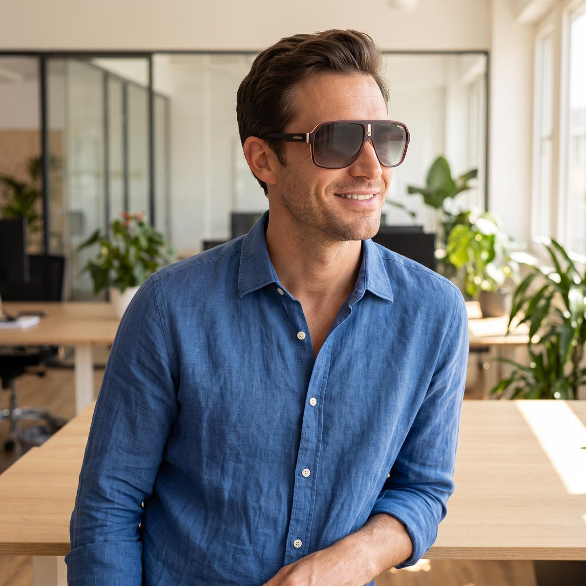 Gafas de sol de aviador Carrera CA1001/S marrón/blanco para hombre, Photo 6