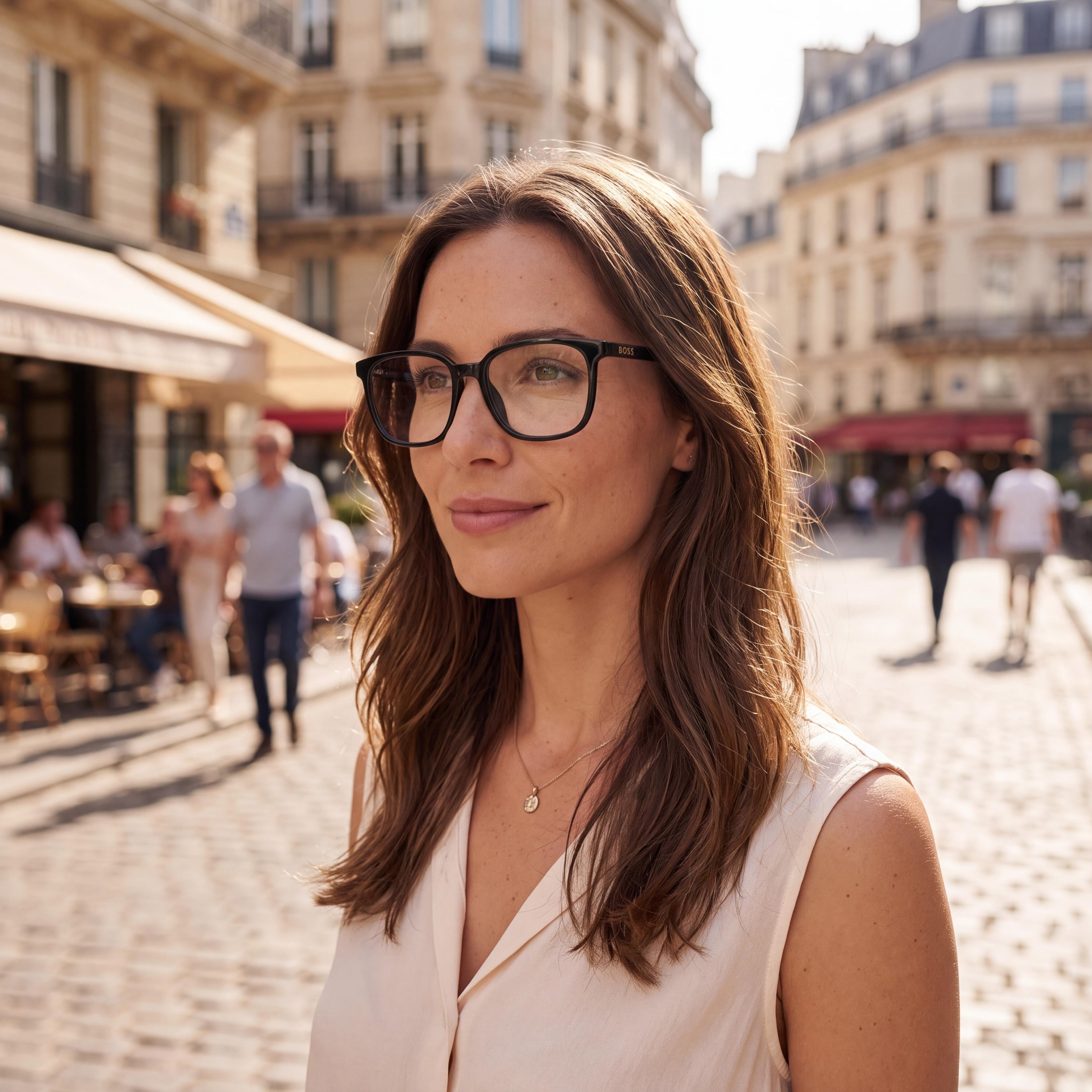 Hugo Boss Modern Women's Black ECO CELLULOSE P.INJ Frame Optical Eyeglasses, Lens 53mm Bridge 18mm Temple 150mm, Photo 4
