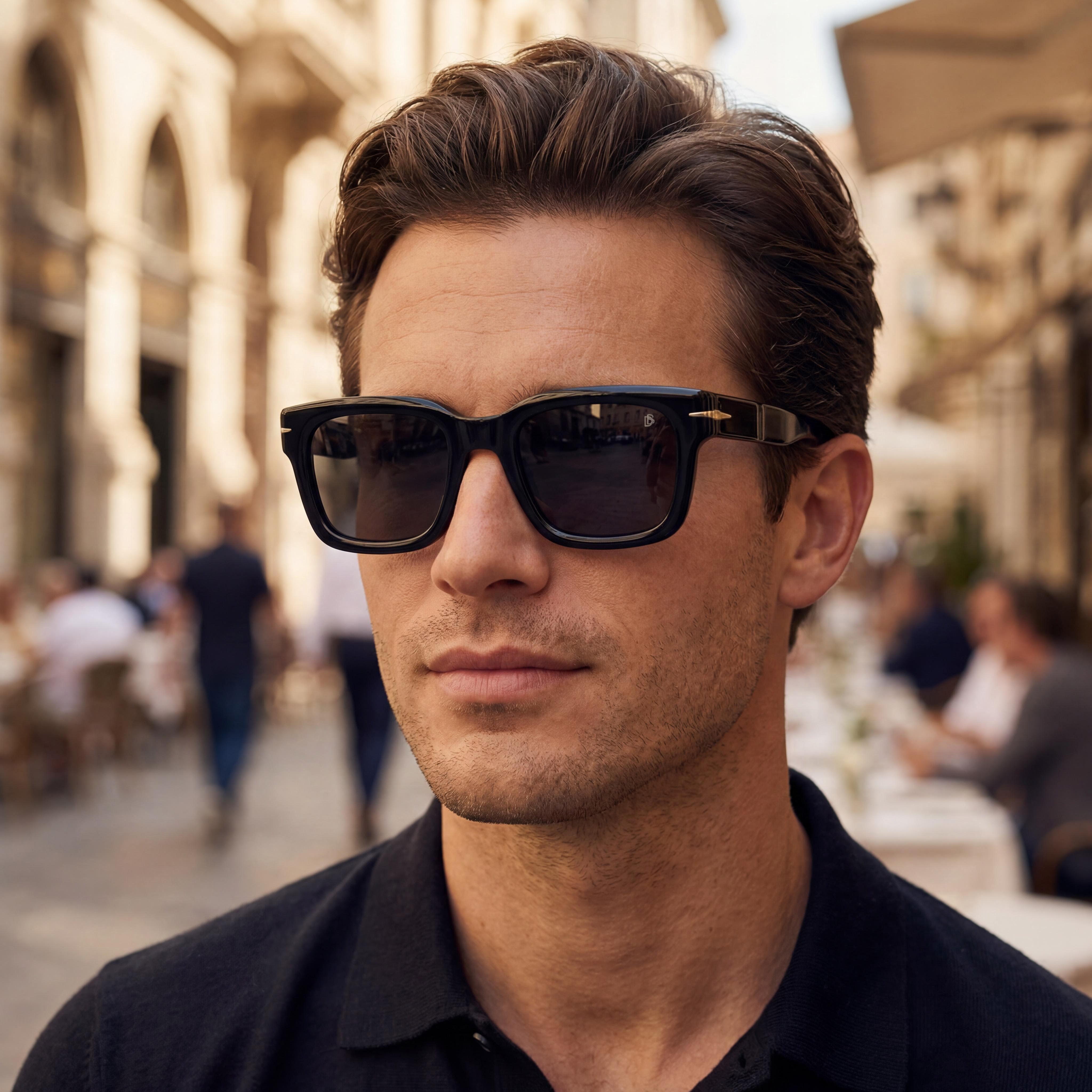Gafas de sol rectangulares para hombre David Beckham DB 7100/S con montura de acetato negro, lentes de policarbonato grises con protección UV 400, 52 mm, Photo 5