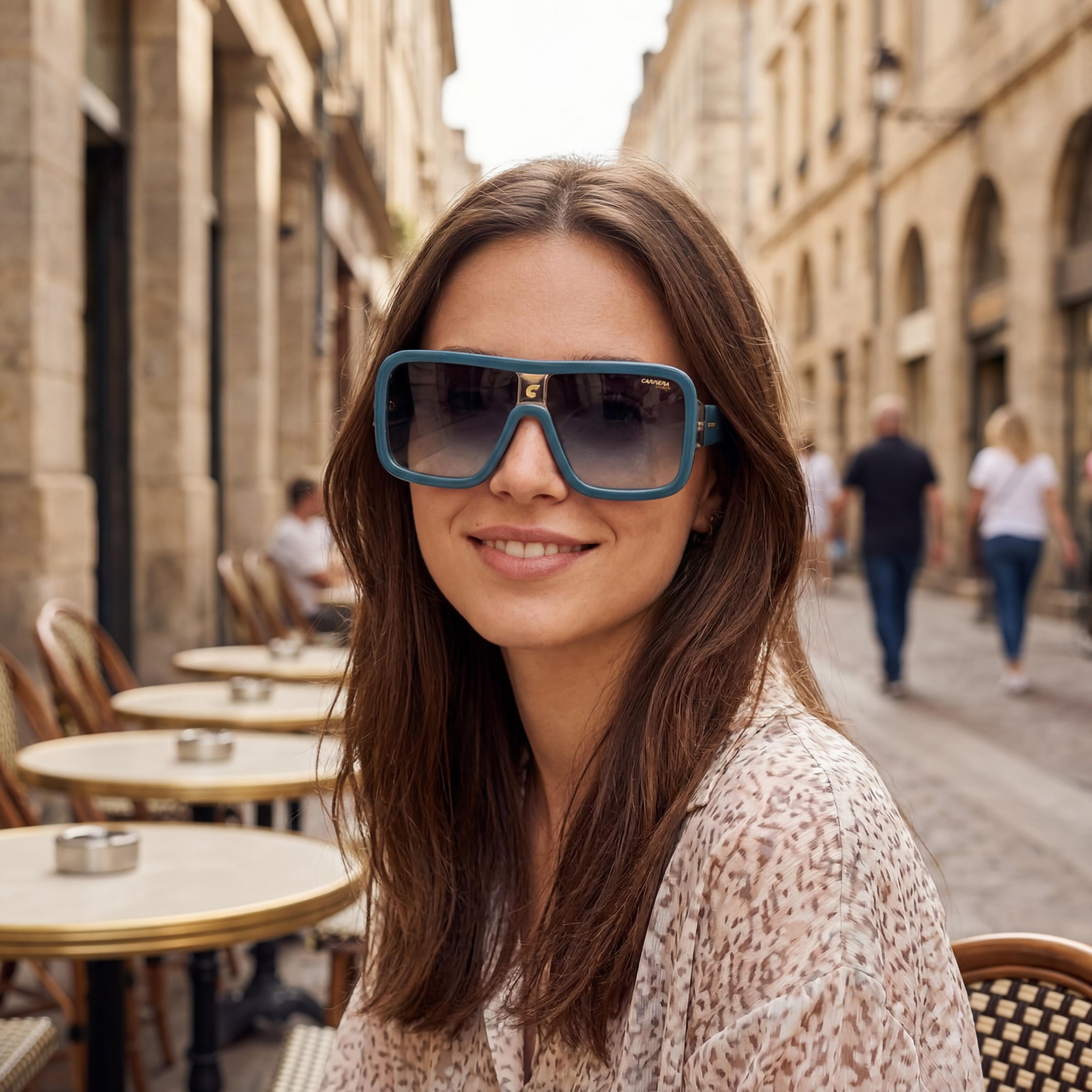 Gafas de sol Carrera Classic unisex de acetato, policarbonato, protección UV, color azul, beige y gris oscuro, 62 mm, Photo 5