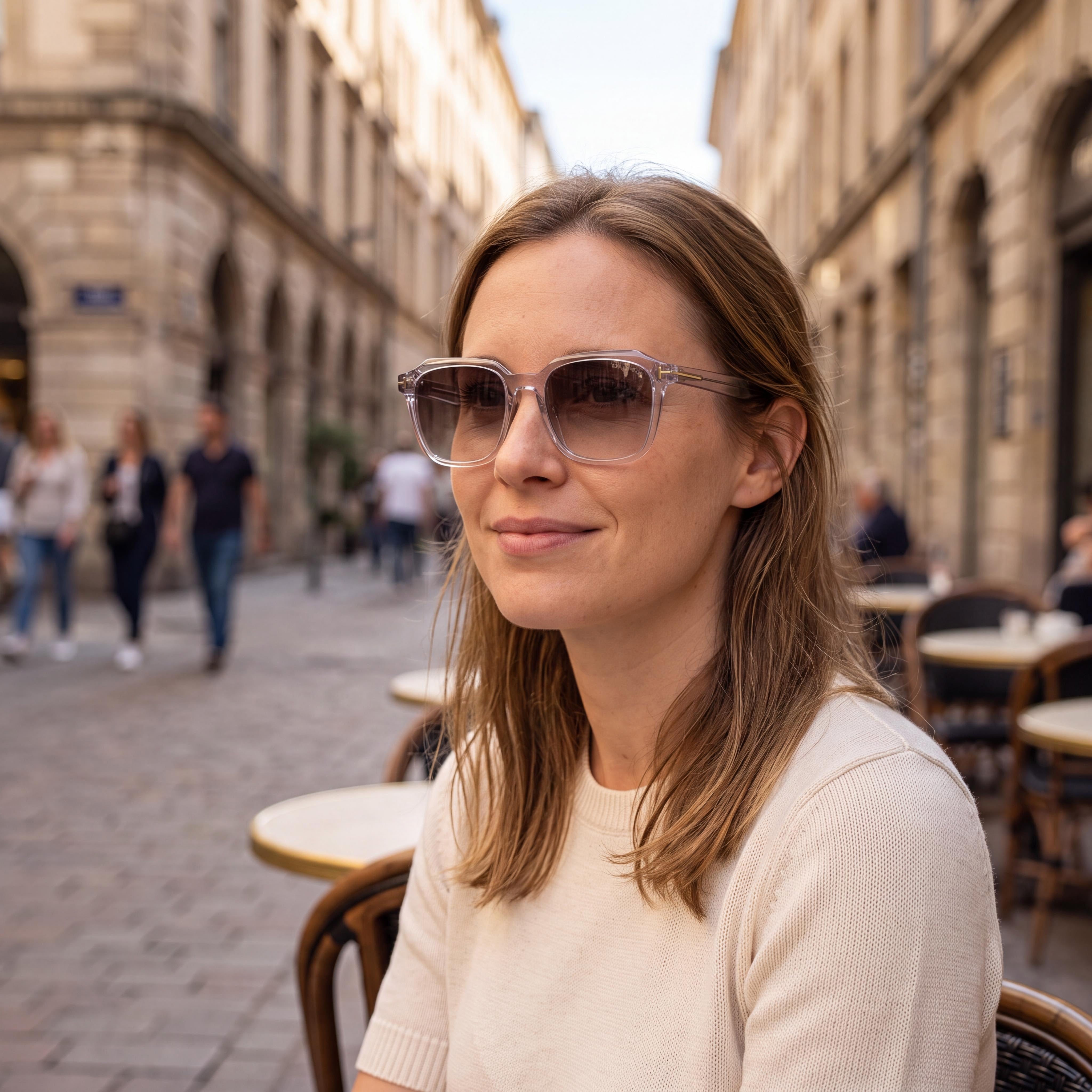 Tom Ford Classic Unisex Sunglasses with Transparent Grey Plastic Frame, Grey Lenses, 100% UV Protection 54mm, Photo 6