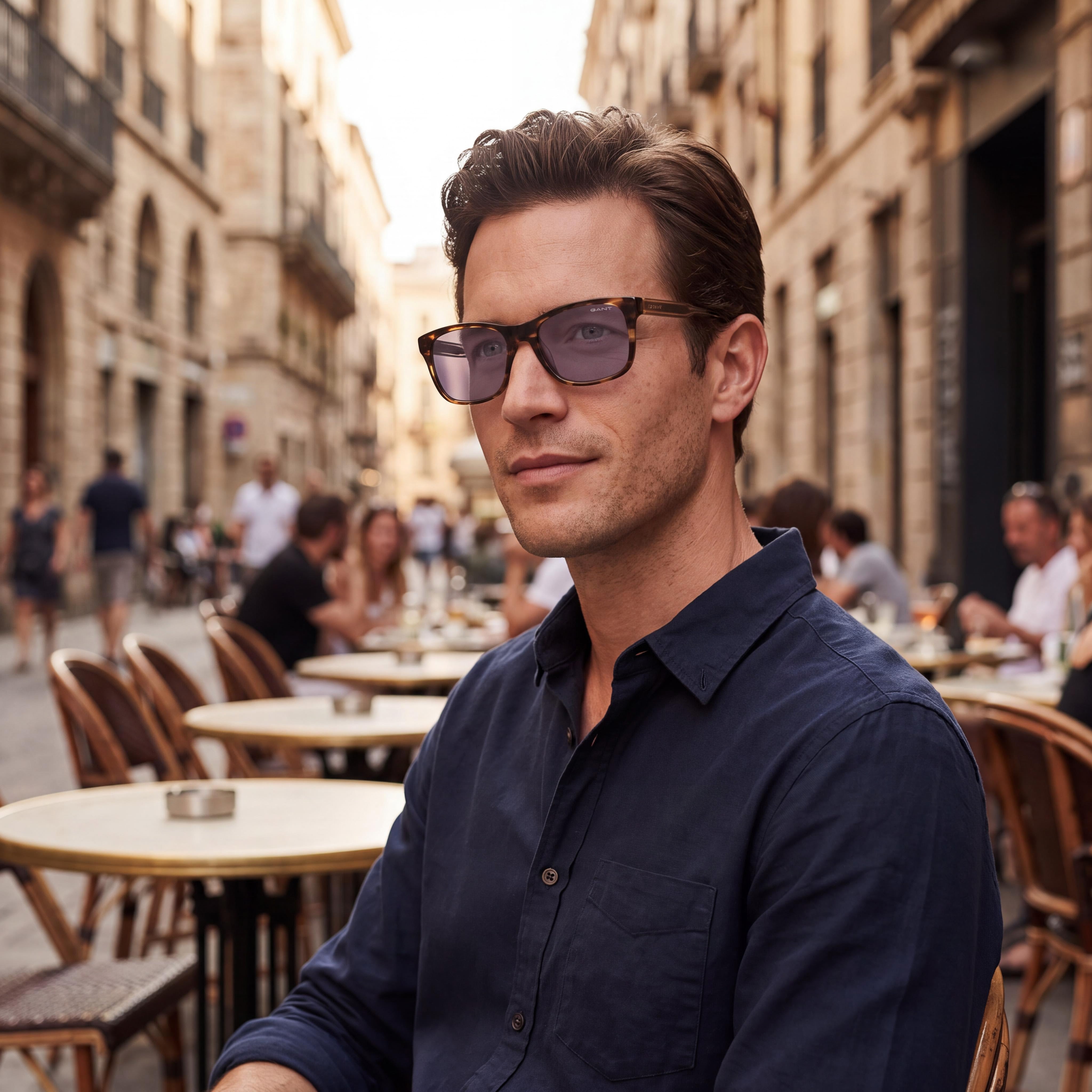 GANT GA719550N57 Men's Dark Brown Green Plastic Frame Non-Polarized Sunglasses with Brown Lenses 57mm, Photo 4