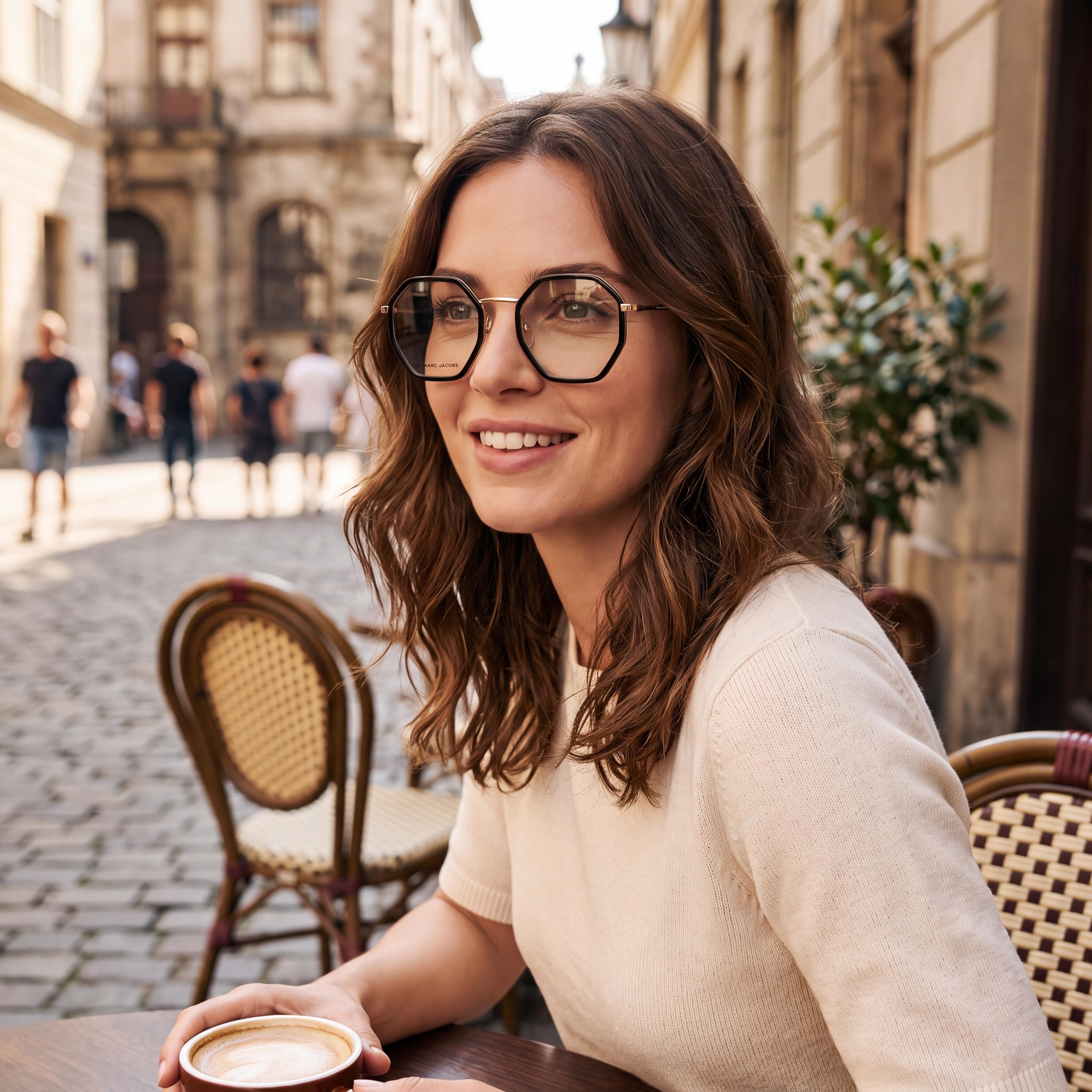 Gafas Marc Jacobs Modern para Mujer, Color Negro y Dorado, de Acero Inoxidable, Montura Cuadrada Completa, Ancho de Lente 50mm, Photo 5