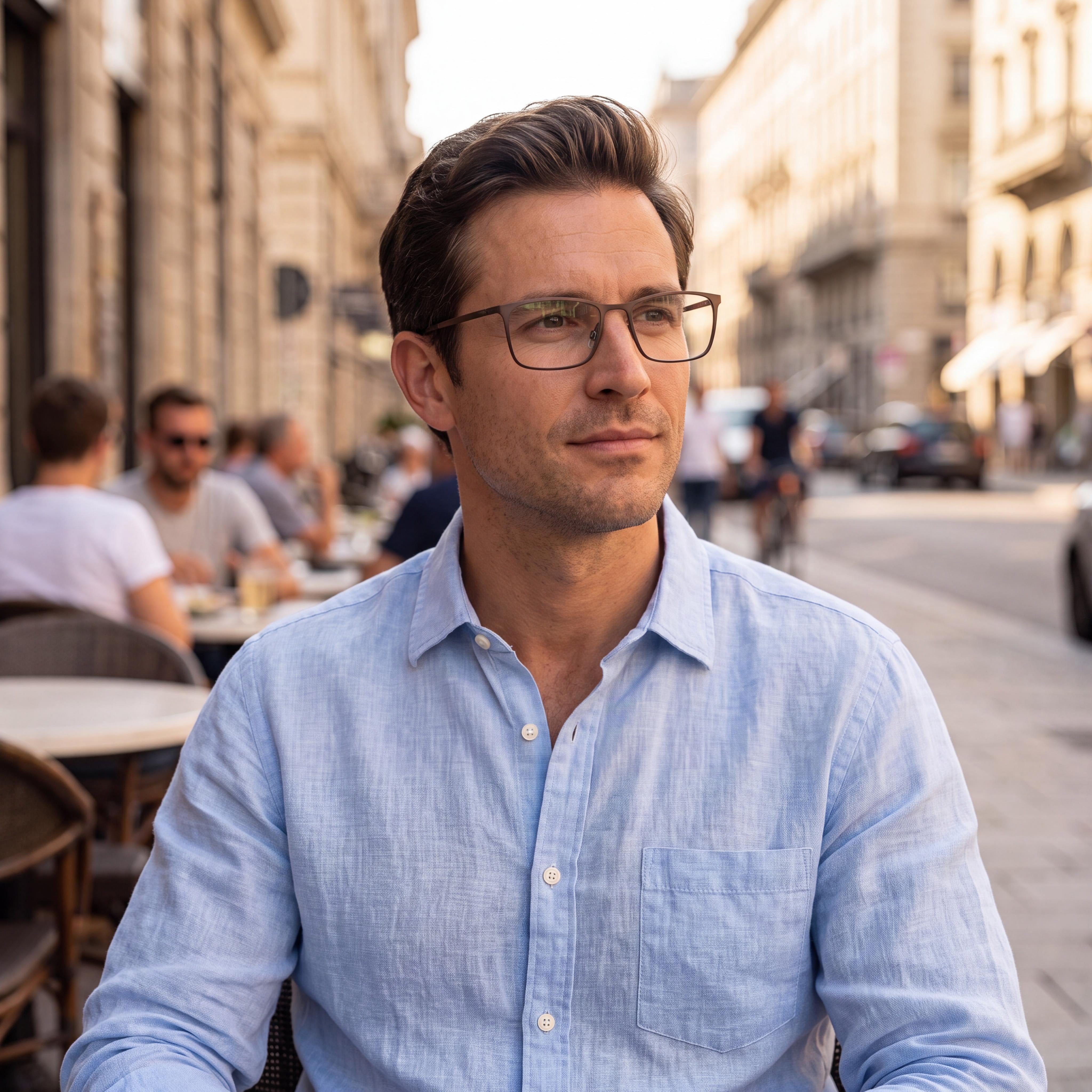 Flexon Men's Eyeglass Frames with Clear Demo Lenses, Ready for Custom Prescription, in Matte Gunmetal Sepia, Photo 5