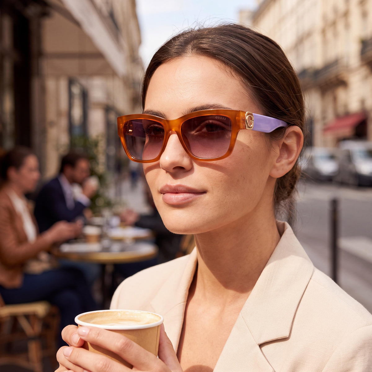 GUESS Gu00105 Women's Injected Blonde Havana Shiny Violet Frame Purple Non-Polarized Lens 56, Photo 4