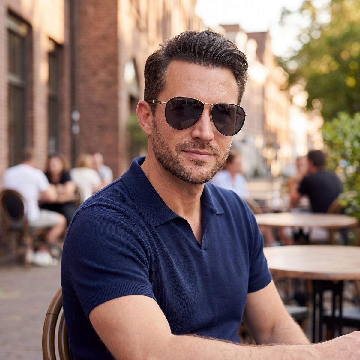 Gafas de sol casuales para hombre Etro de acero inoxidable no polarizadas, marco negro y oro rosa, lentes oro rosa, 64 mm, Photo 3