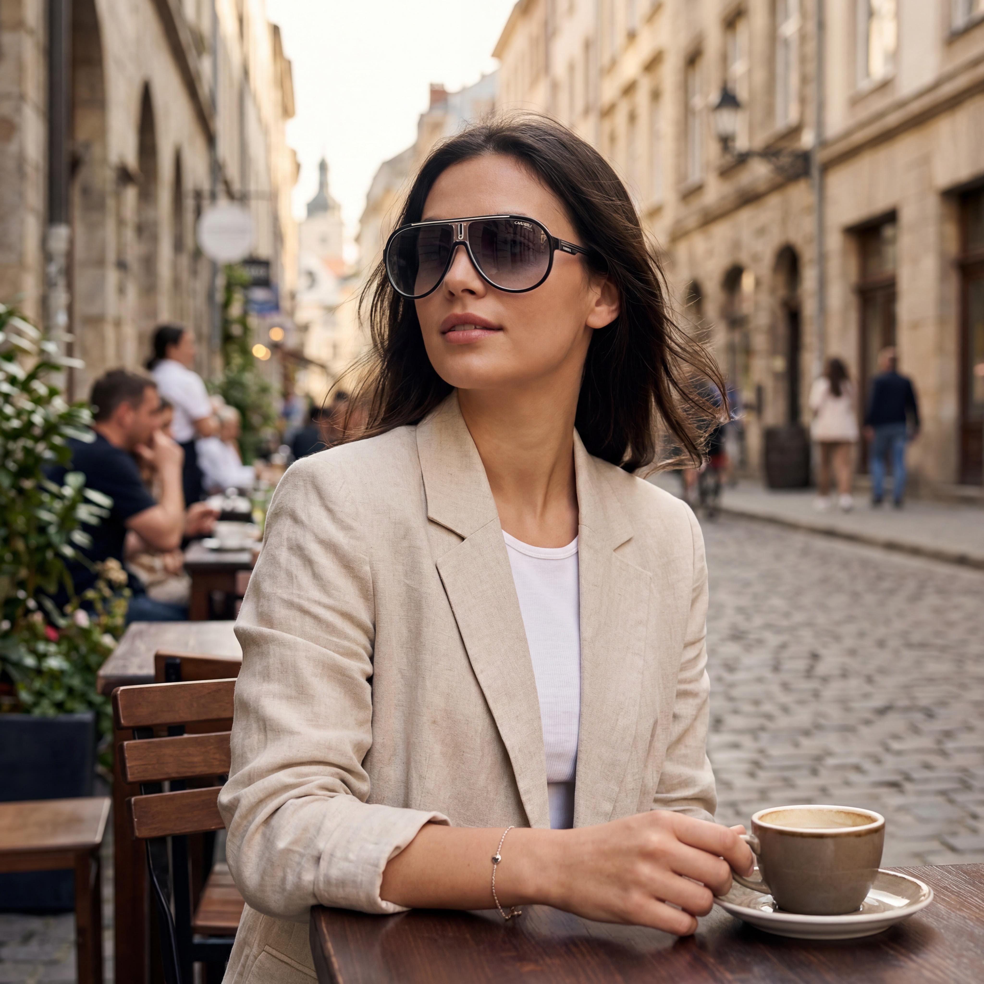 Carrera Modern Black White Pilot Frame Unisex Thermoplastic Elastomers UV Protection Sunglasses 64mm, Photo 6