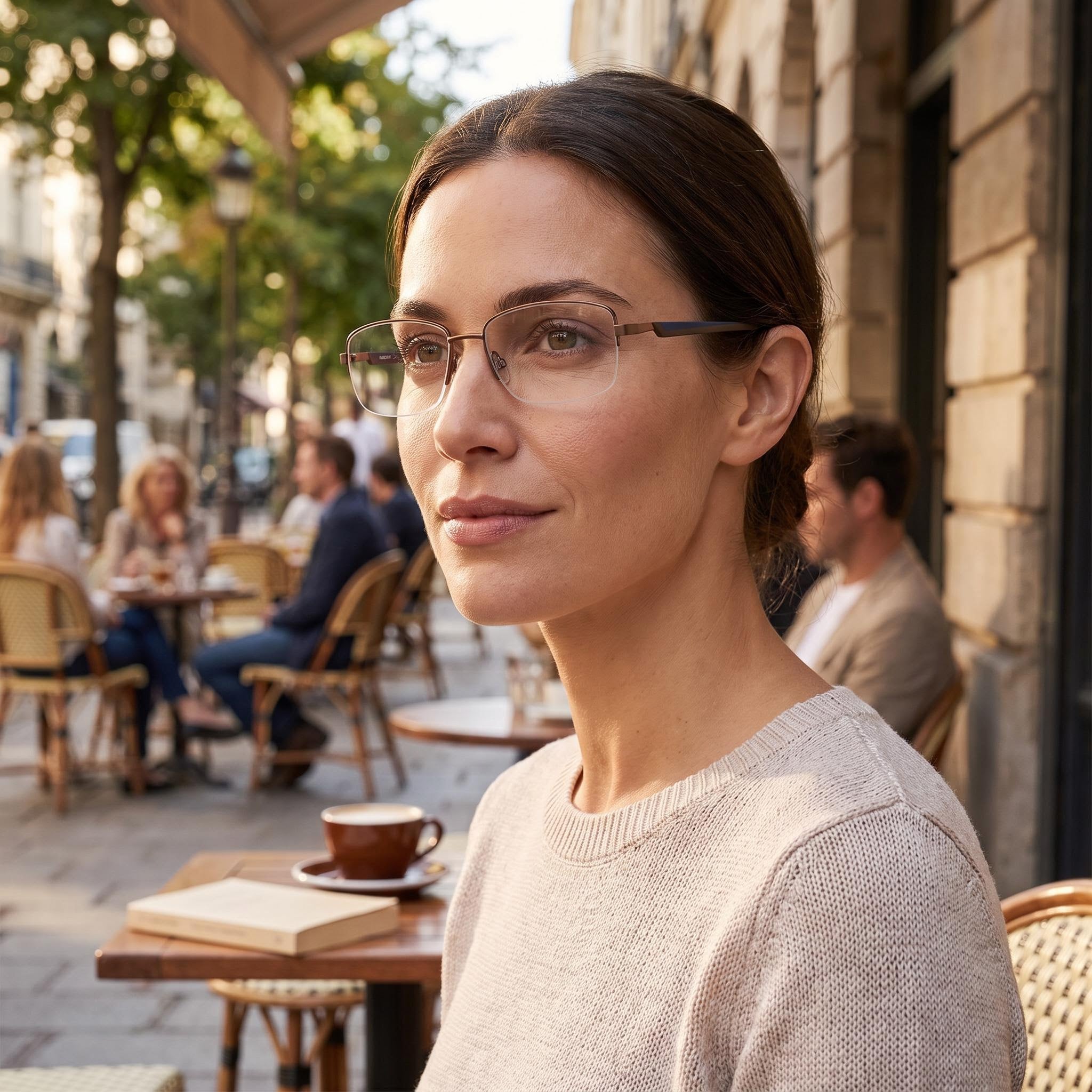 Flexon H6084 Unisex Matte Coffee Acetate Frame Eyeglasses 57mm, Photo 6