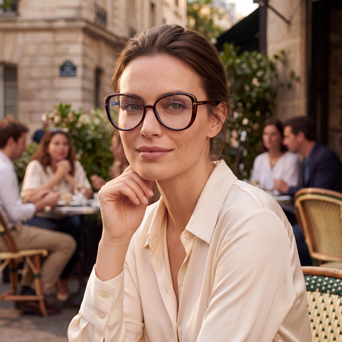Tom Ford FT5907-B Gafas de Plástico con Filtro de Luz Azul Mariposa para Mujer Dark Havana 55mm, Photo 5