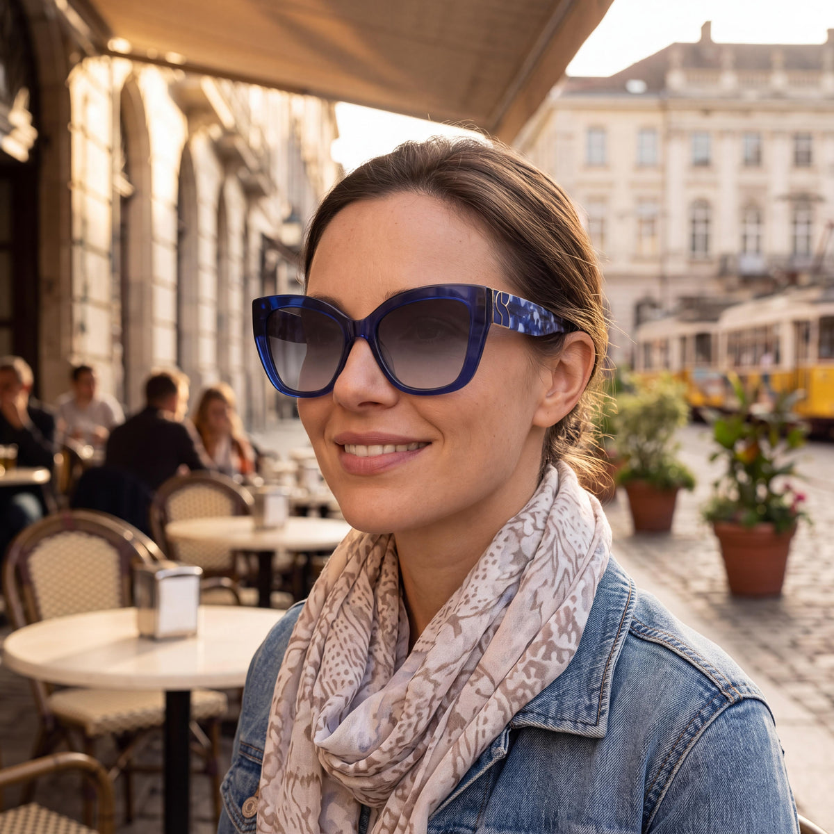 Gafas de sol rectangulares para mujer kate spade new york, de acetato azul, con lentes de policarbonato gris oscuro sombreado y protección UV, 54 mm, Photo 5