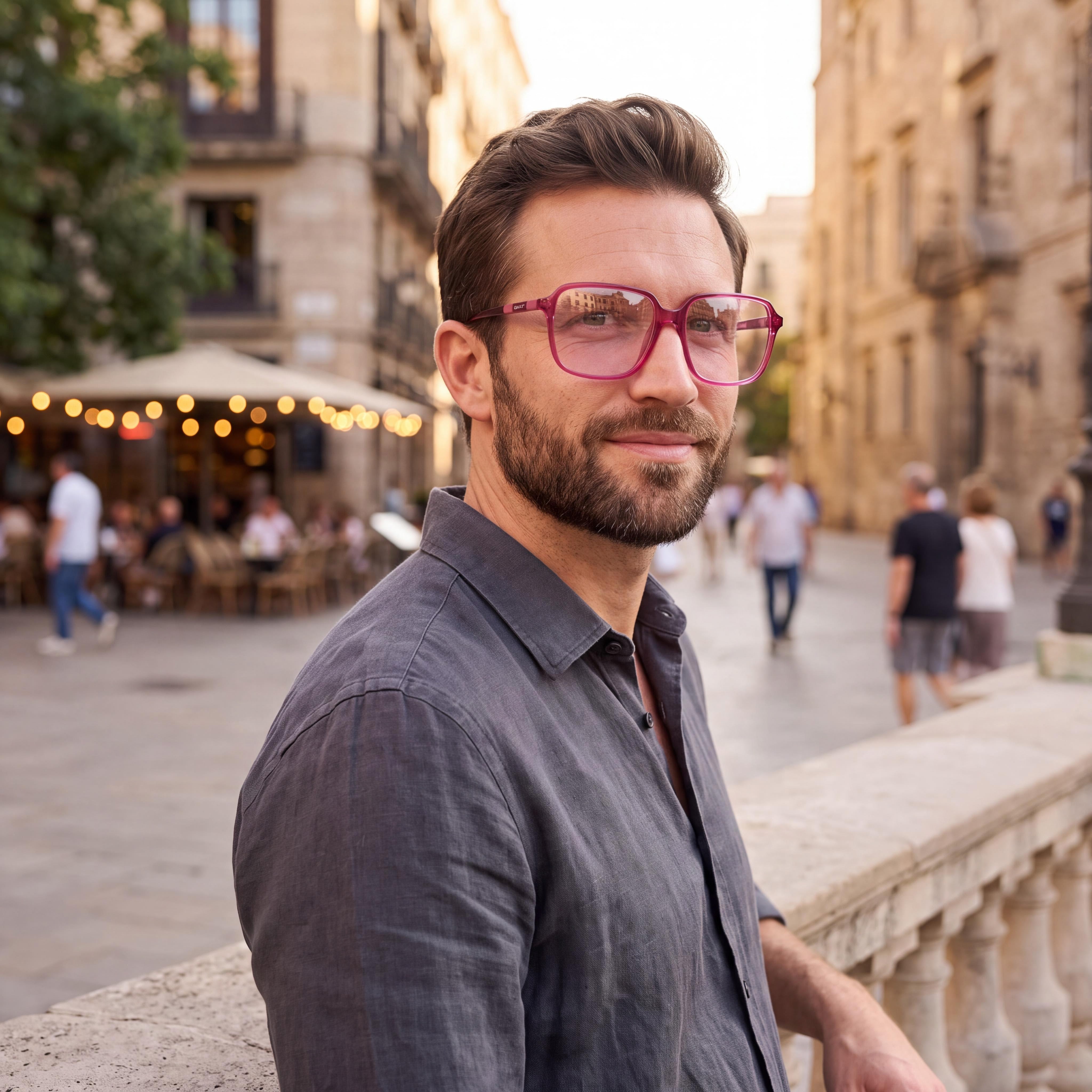 Gafas GANT para hombre Ga4155 con montura de plástico fucsia brillante y lentes de policarbonato de 55 mm, Photo 4