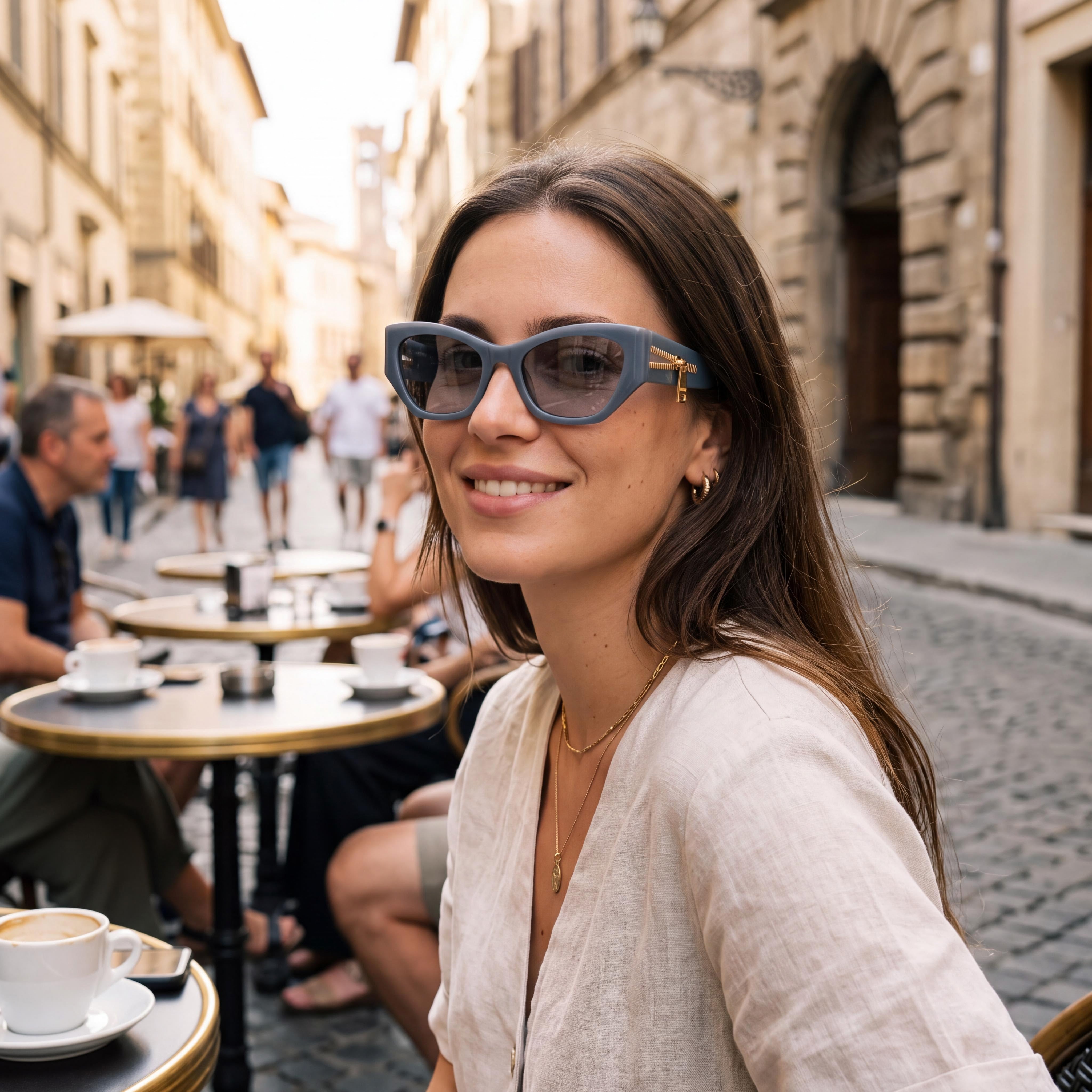 Moschino Casual Women's Non-Polarized Polyamide Inj-Gril. Sunglasses Azure Frame Grey Lens 55-21-140, Photo 6
