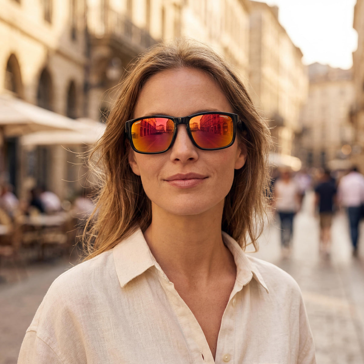 CARRERA DUCATI Contemporary Unisex Sunglasses, Black Red Orange Polyamide Frame, Red Orange UV Lenses 57mm, Photo 3