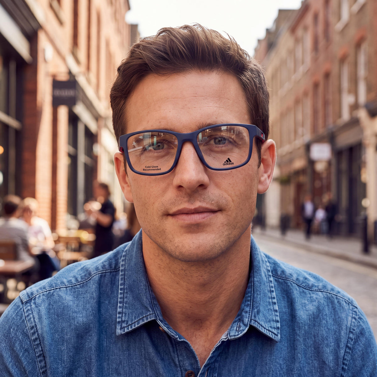 adidas ASP FRAME Sp5008 F Men's Blue Frame Eyewear, featuring a 56mm Lens Width, 17mm Bridge Width, and 140mm Temple Length, Photo 3