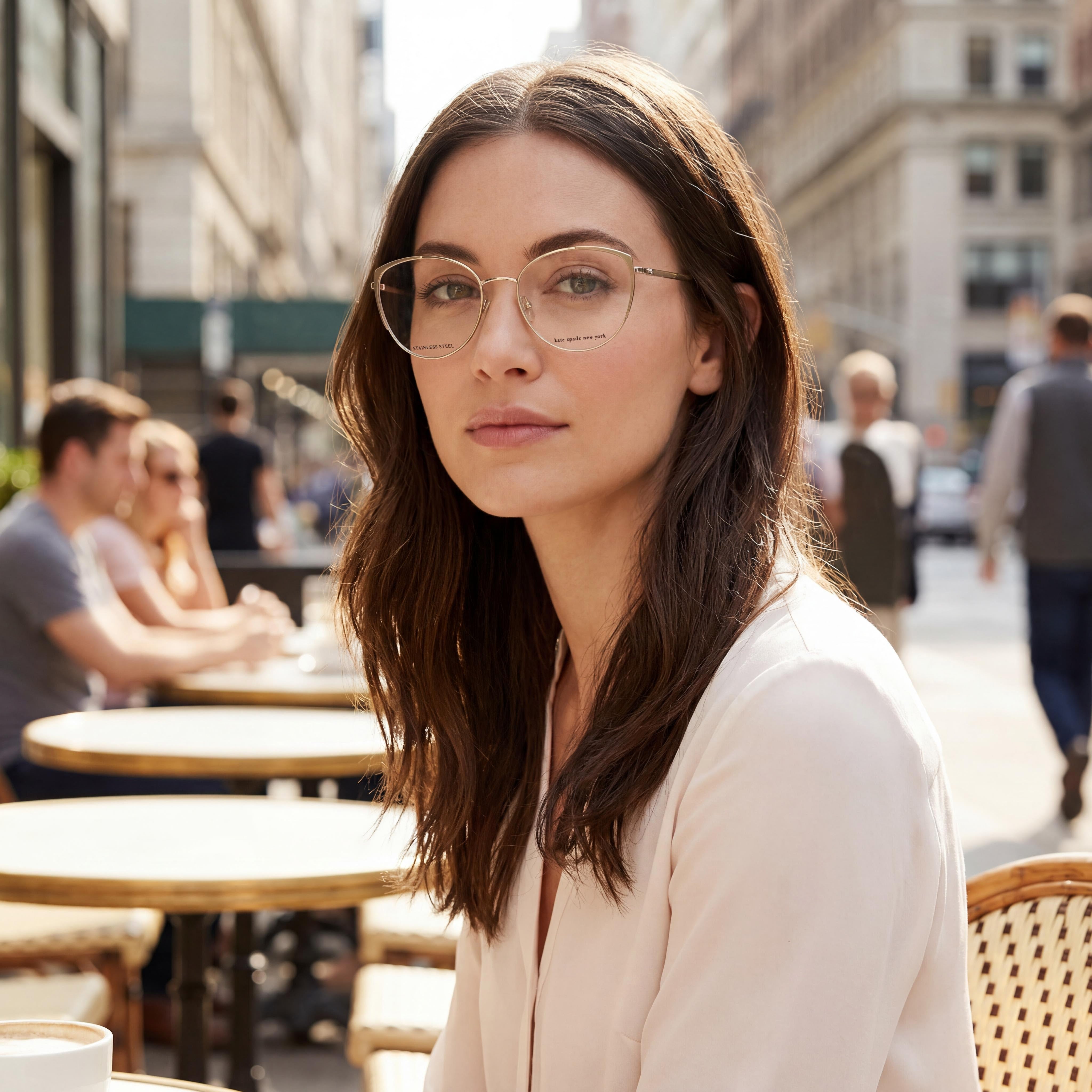 Gafas con montura metálica dorada estilo ojo de gato para mujer de Kate Spade New York, con diseño ligero, Photo 4