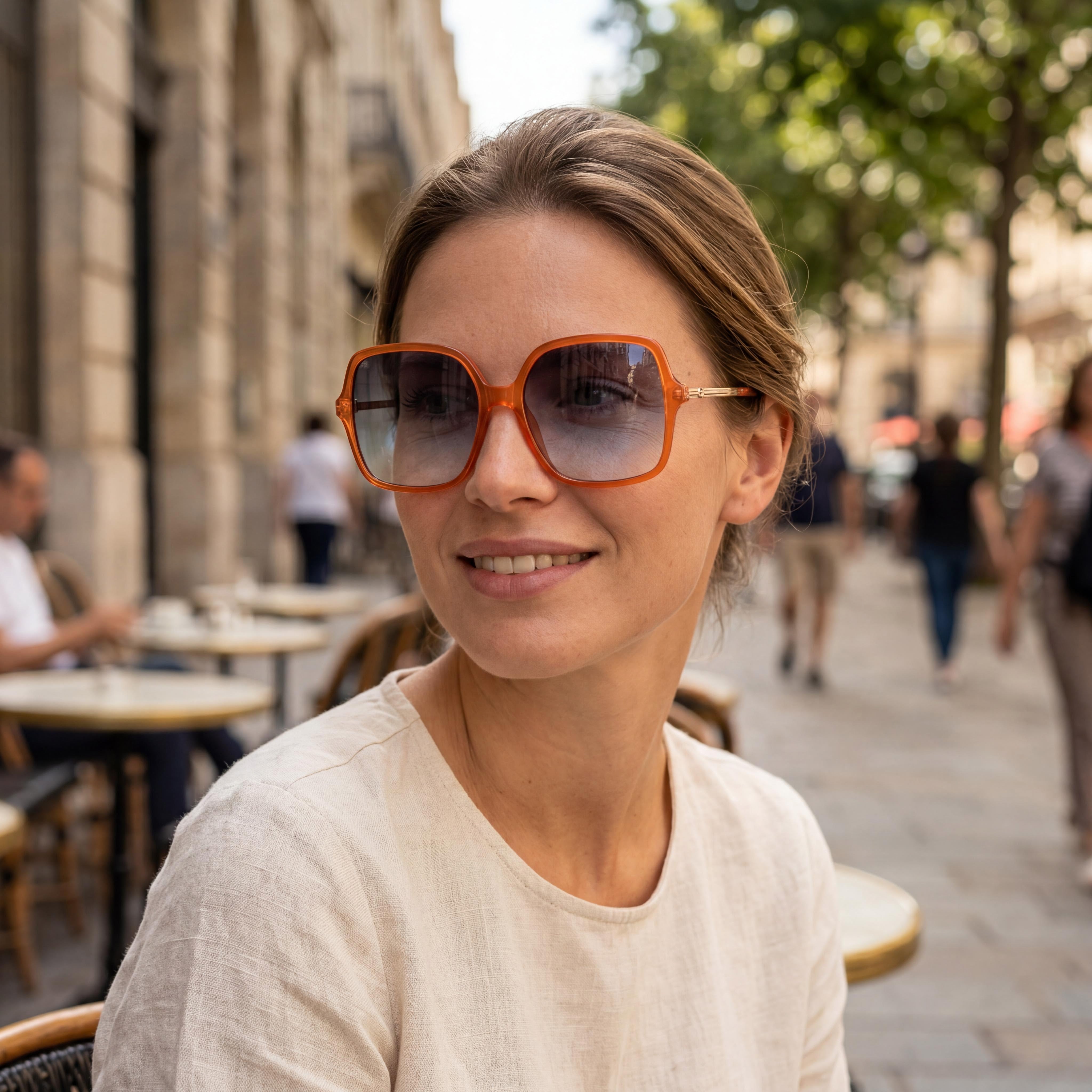 Gafas de sol Guess GU7845 naranjas degradadas cuadradas para mujer, 57 mm, Photo 6