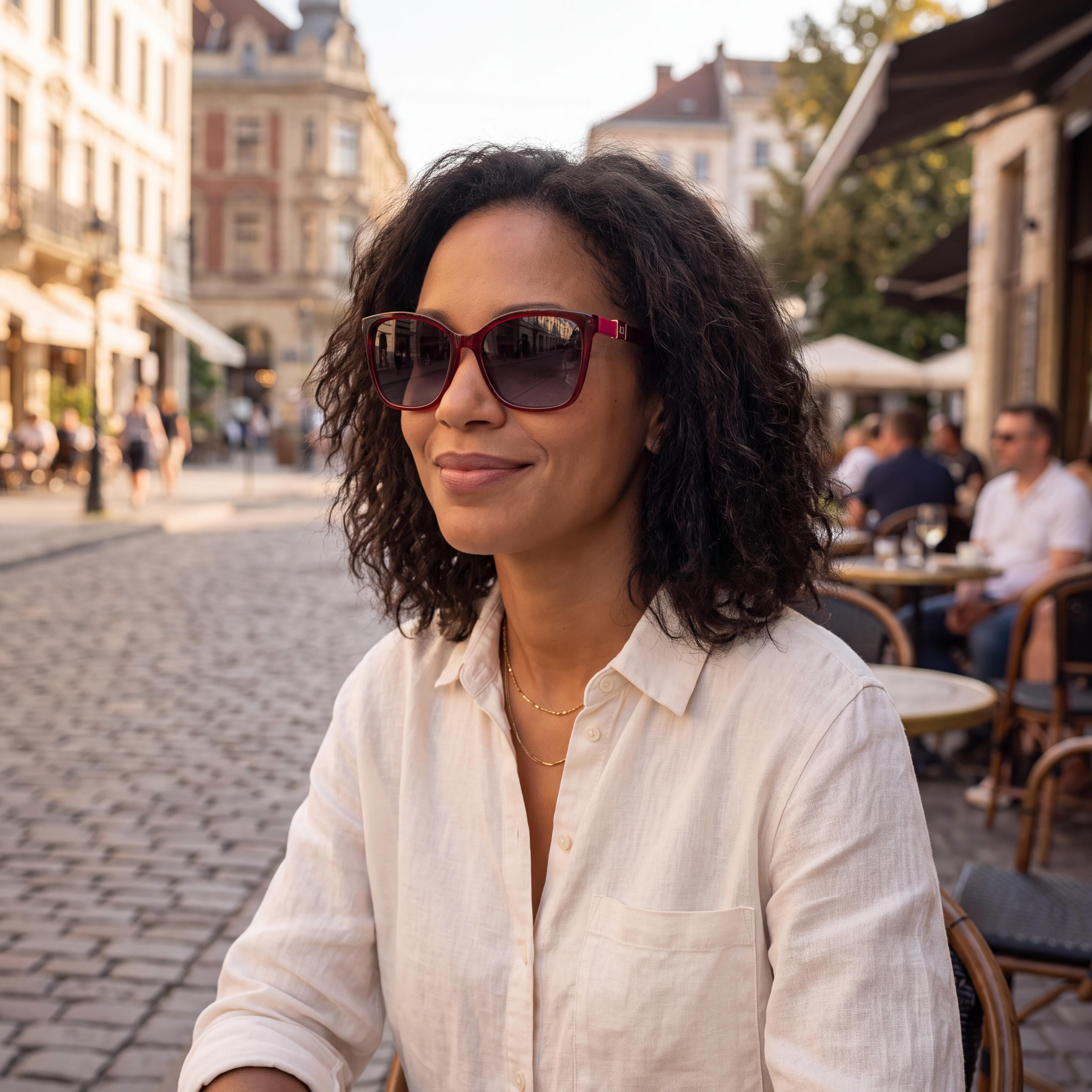 Gafas de sol informales Carolina Herrera para mujer, con montura de acetato multicolor y lentes gris oscuro degradadas no polarizadas., Photo 6