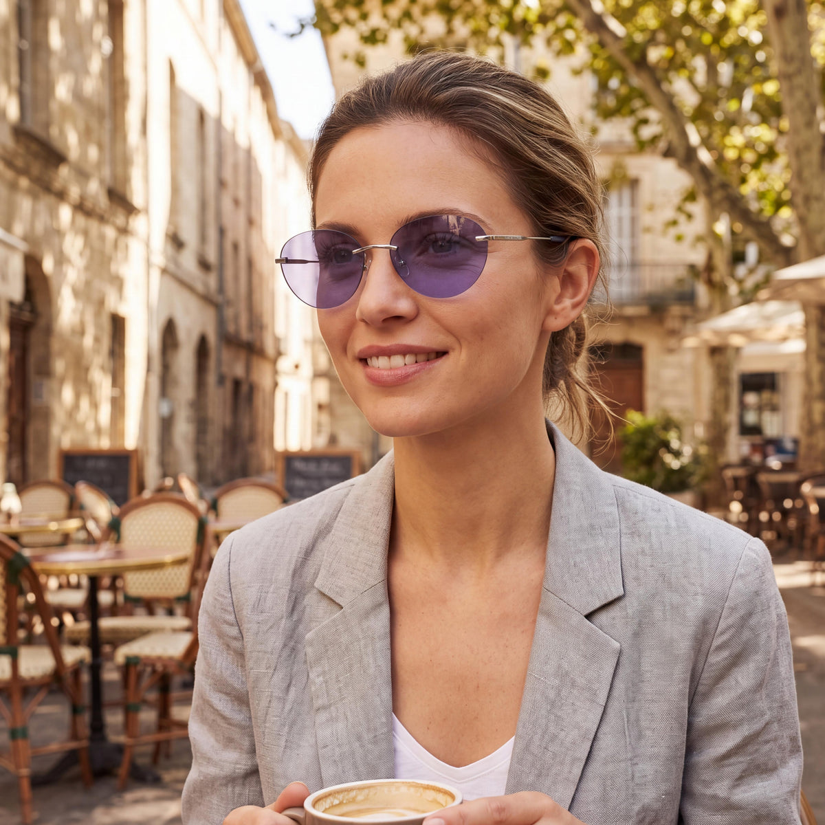 Calvin Klein 20102S Women's Oval Metal Frame Non-Polarized Sunglasses Cornflower Mirror 17-135mm, Photo 3