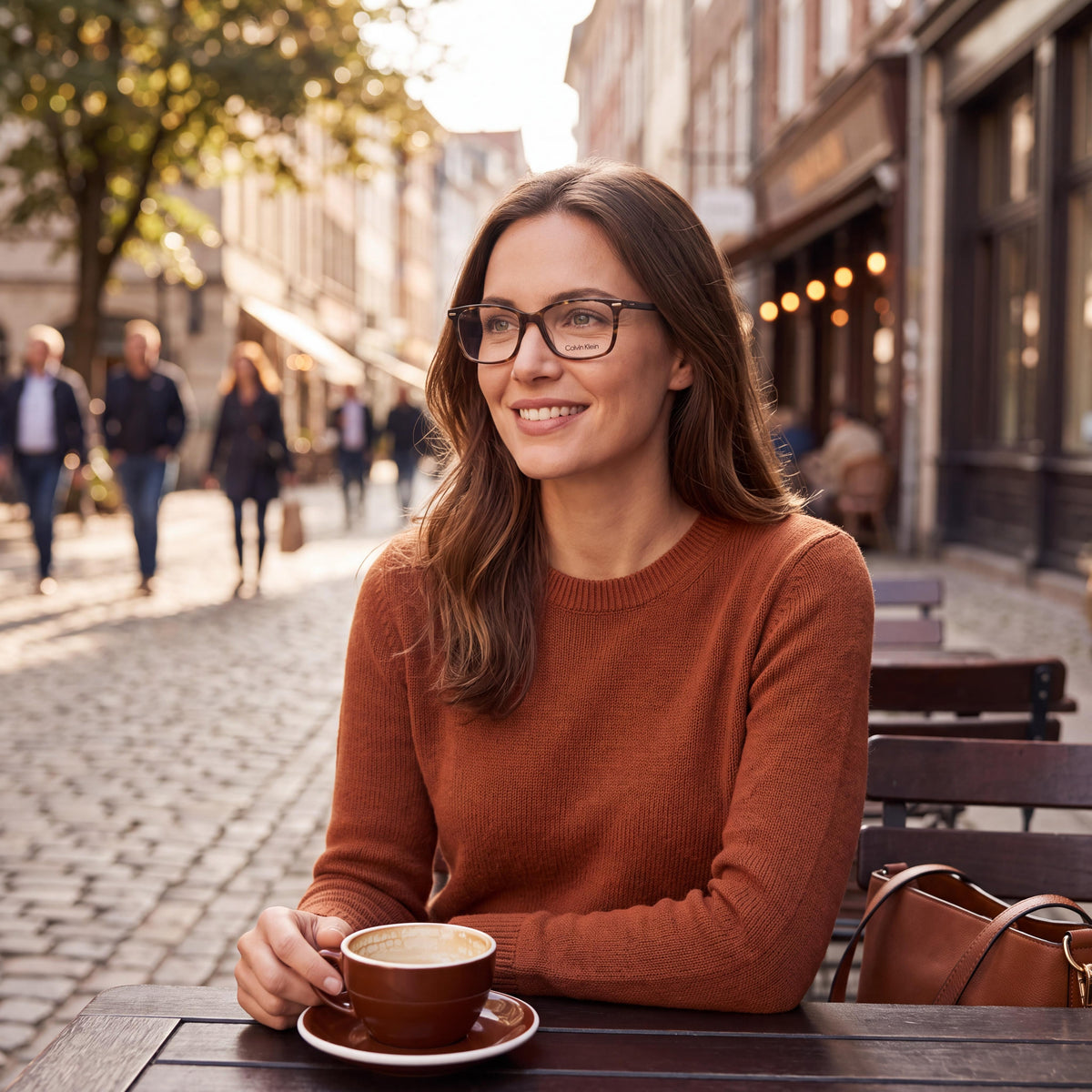 Calvin Klein Ck22542 Unisex Rectangle Full Rim Plastic Eyeglasses Transparent Striped Brown 56mm, Photo 4