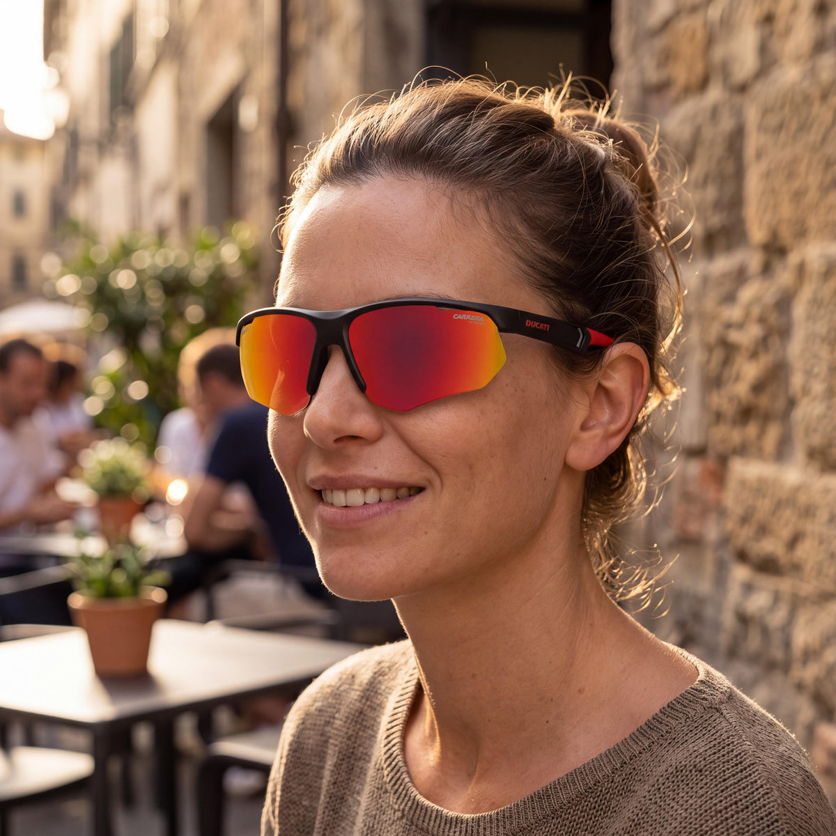Gafas de sol rectangulares Carrera Ducati CARDUC 044/S de poliamida mate negra y roja multicapa 100% UV para mujer de 69mm, Photo 5