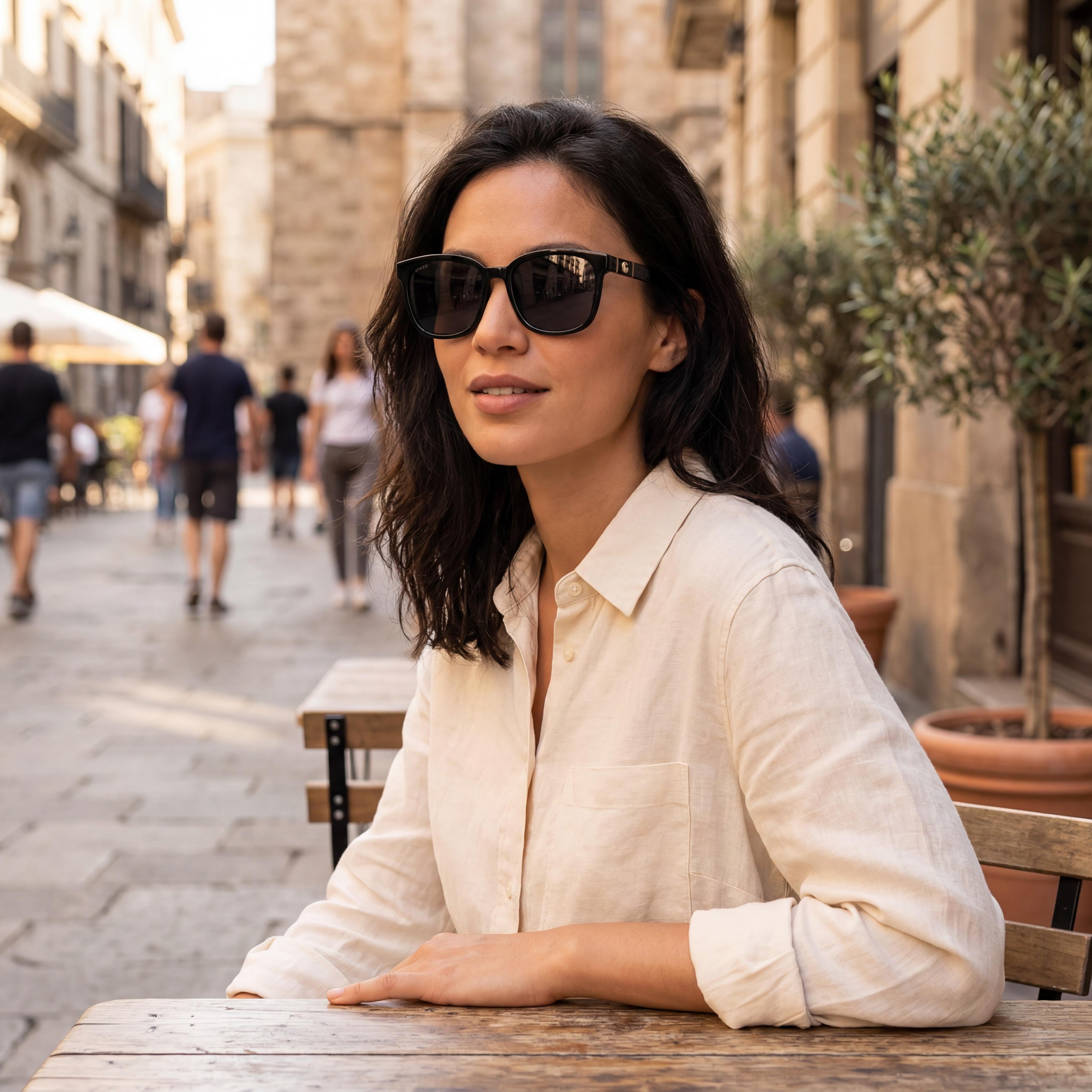 Gafas de sol unisex Gucci Gg 0637sk de plástico inyectado, color negro y gris, 56 mm, Photo 4