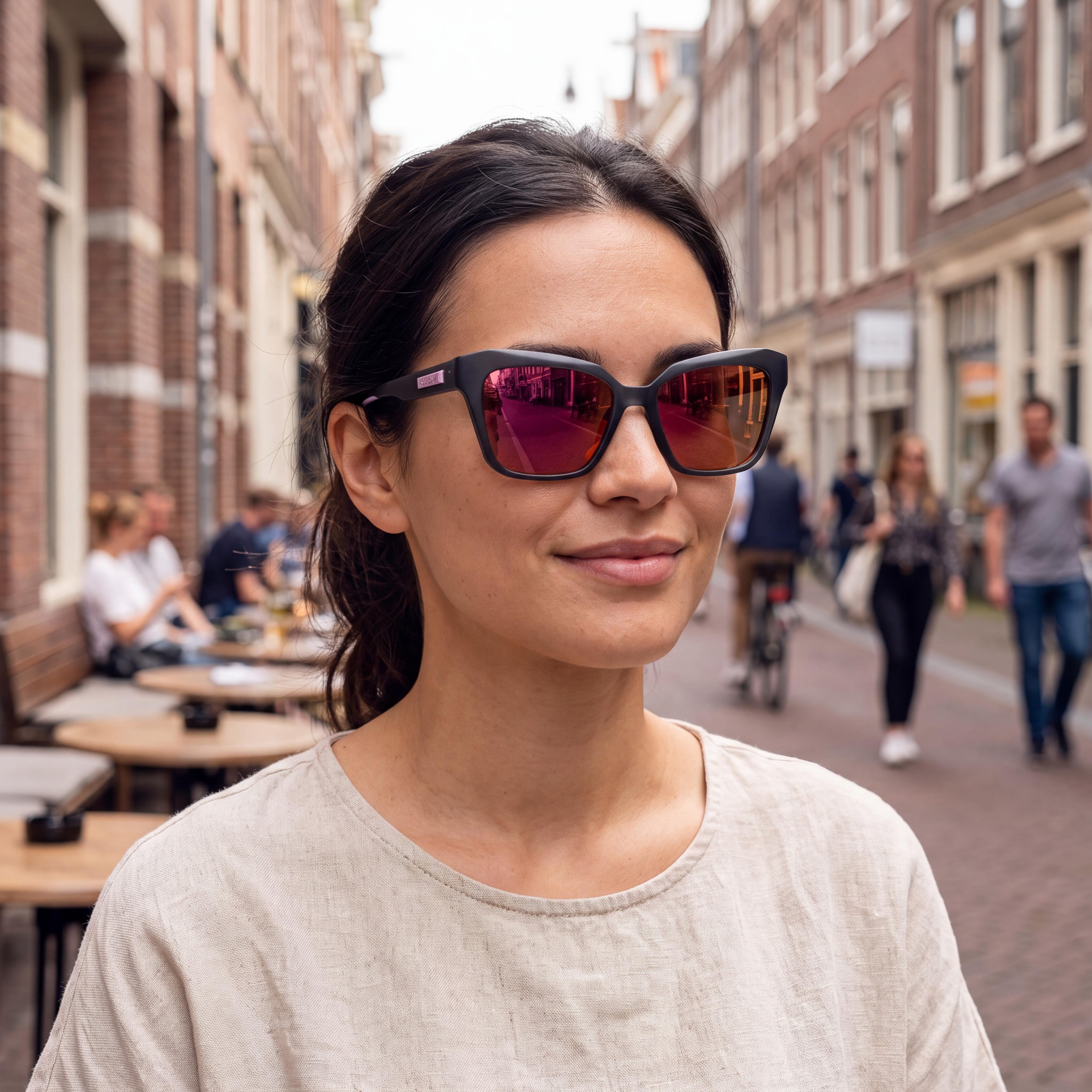 Gafas de sol adidas Originals para mujer, modelo Cat Eye, con montura de plástico gris y lentes de espejo violeta rosado, protección UV, 55mm, Photo 6