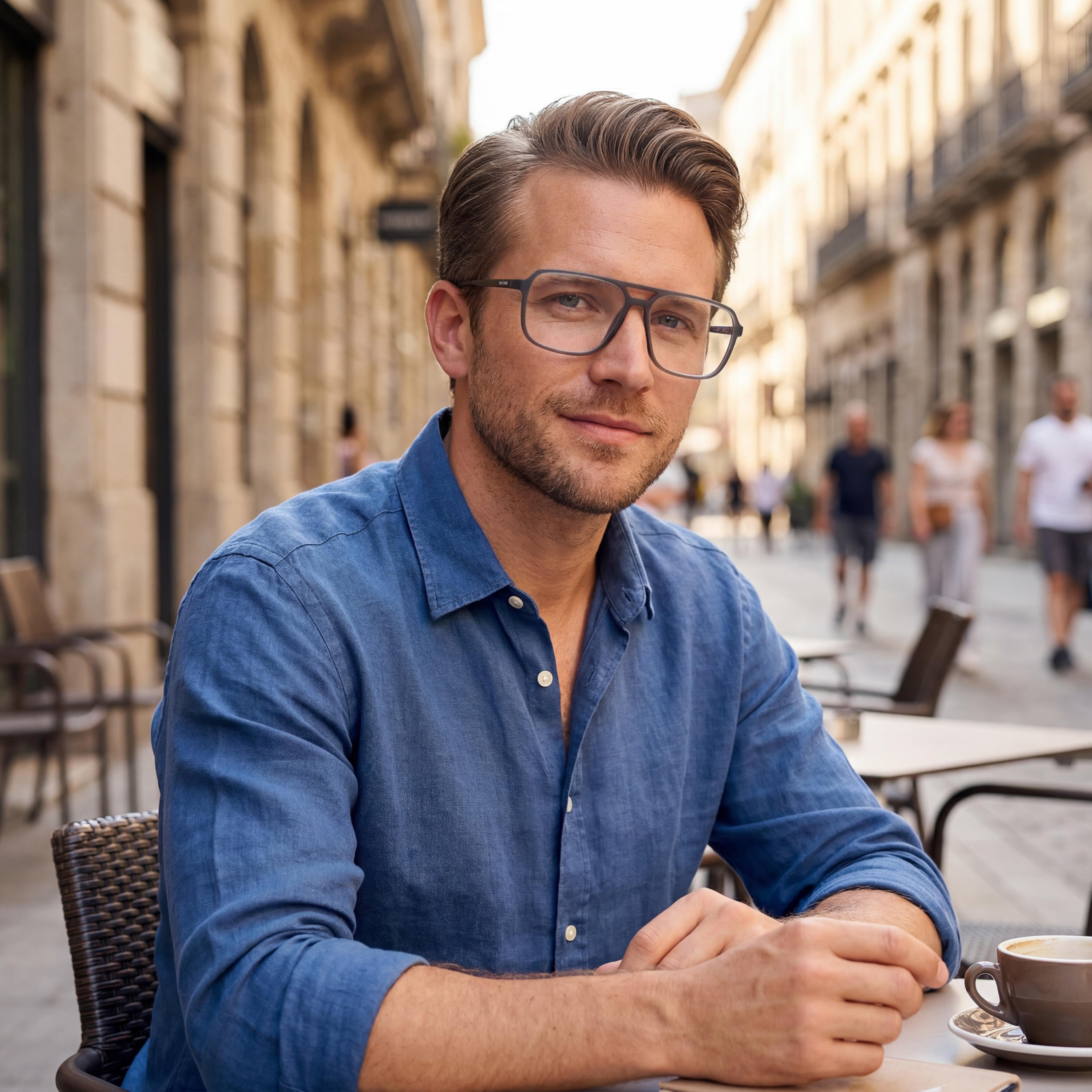 Harley-Davidson Men's Matte Blue Optical Eyeglasses Frames, Prescription Ready with Clear Demo Lenses, Photo 5