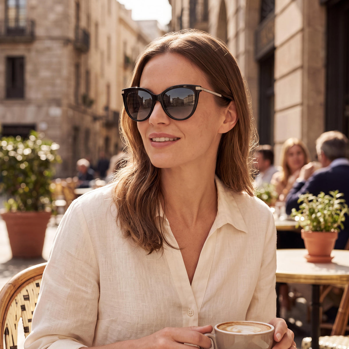 Gafas de sol JIMMY CHOO Axelle/G/S para mujer, estilo ojo de gato, de plástico negro con lentes grises degradadas con protección UV, 56 mm, Photo 4