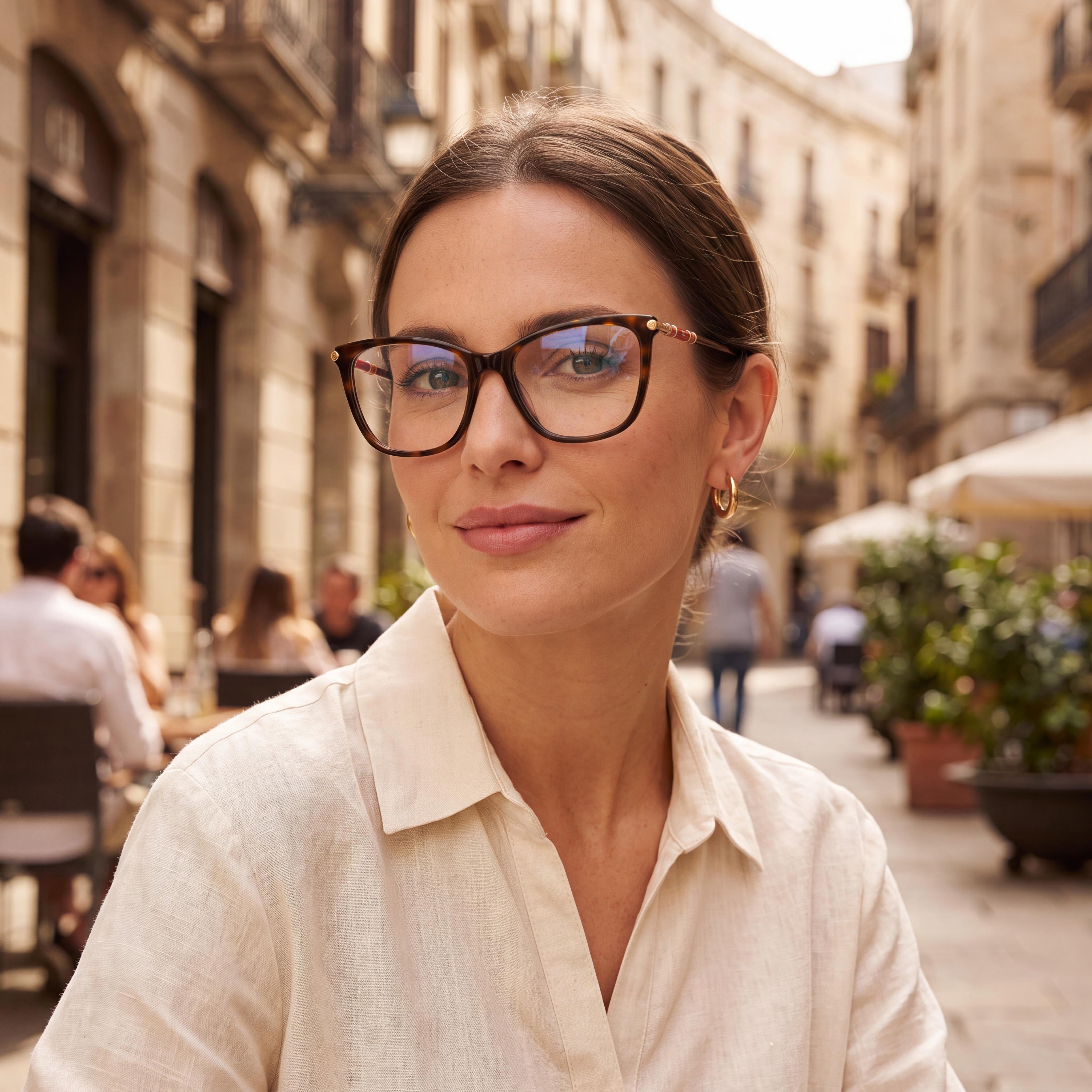 Gafas Carolina Herrera CH 0028 de mujer, estilo ojo de gato, con montura de plástico habana y lentes de policarbonato de 53 mm, Photo 4
