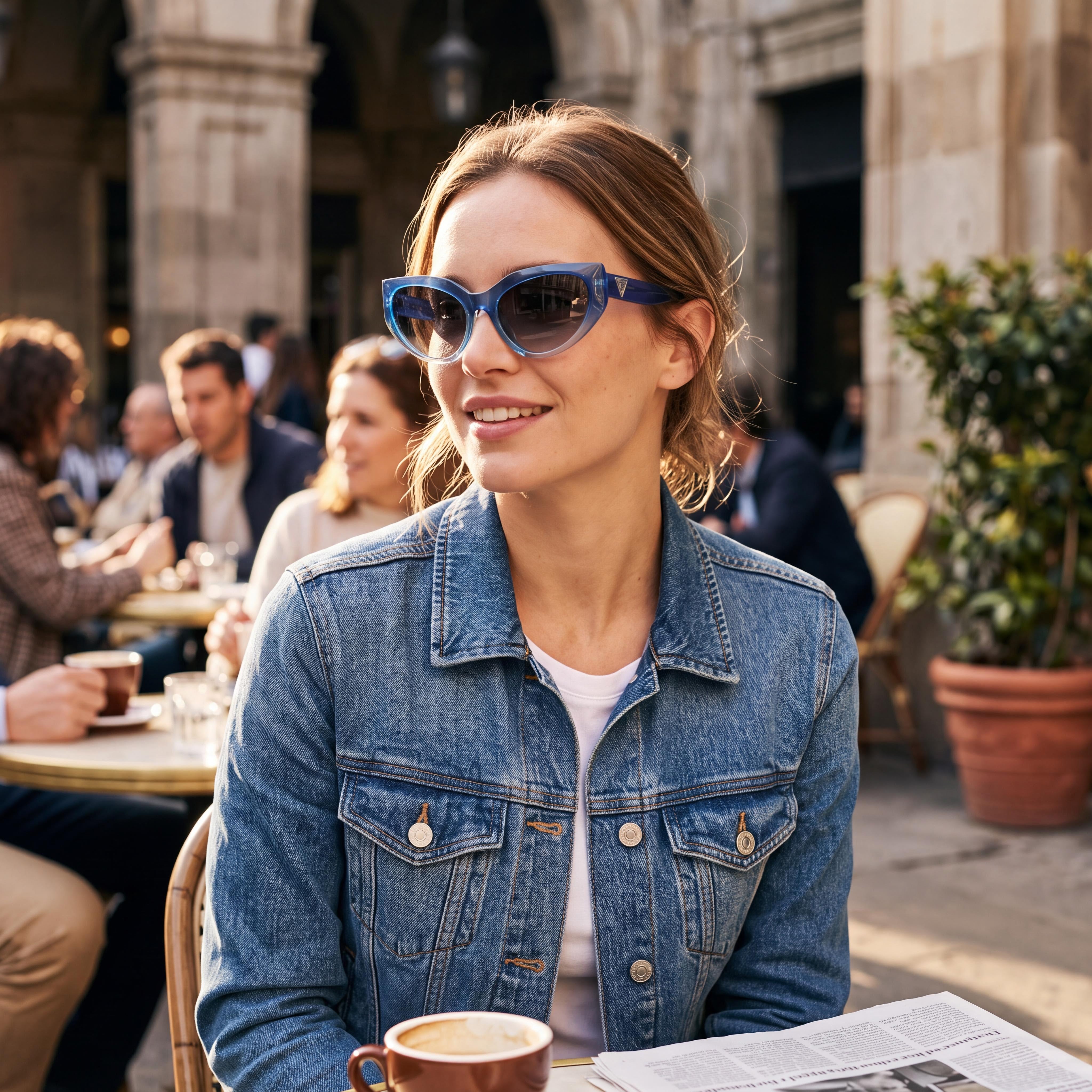 GUESS Gu7787-a Women's Blue Cat Eye Plastic Frame Sunglasses with Gradient Blue Lenses 57mm UV Protection, Photo 6