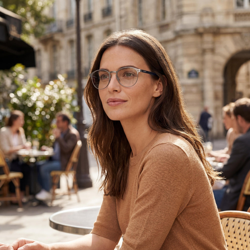 Gafas de mujer Carrera Minimalist de acero inoxidable, rutenio oscuro mate, no polarizadas, 50mm