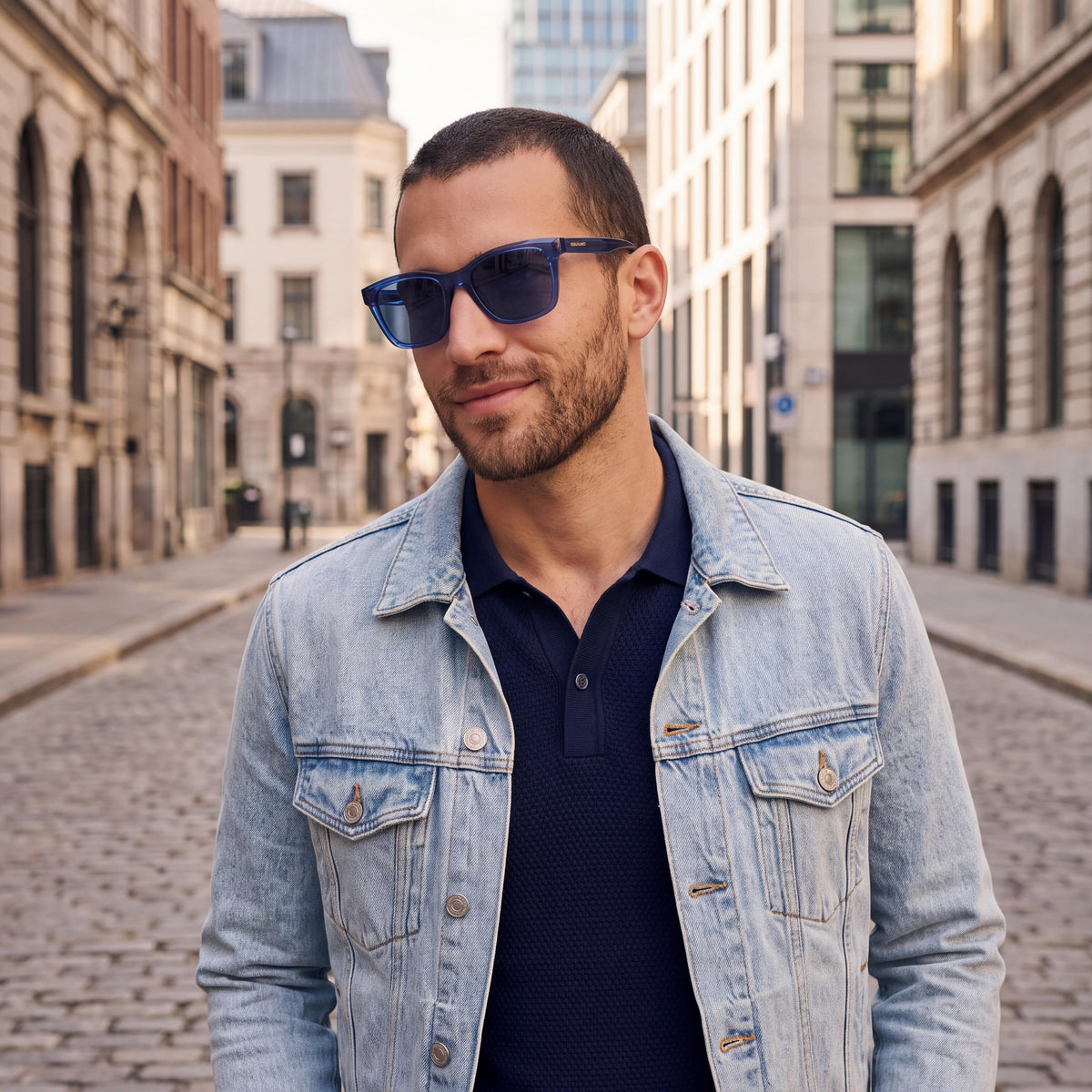 Salvatore Ferragamo Sf2001s Gafas para hombre con montura de plástico azul transparente, 54mm de ancho de lente, Photo 4
