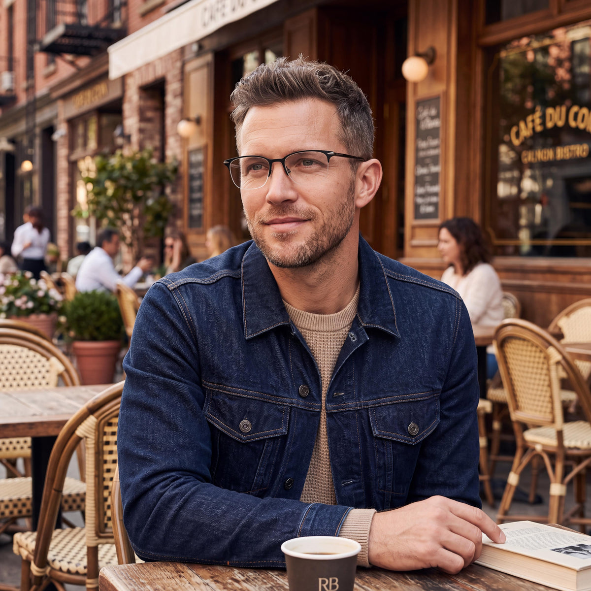 rag & bone Eyewear for Men, featuring Black Metal Frame and Clear Polycarbonate Lenses, 53mm Size, Photo 4