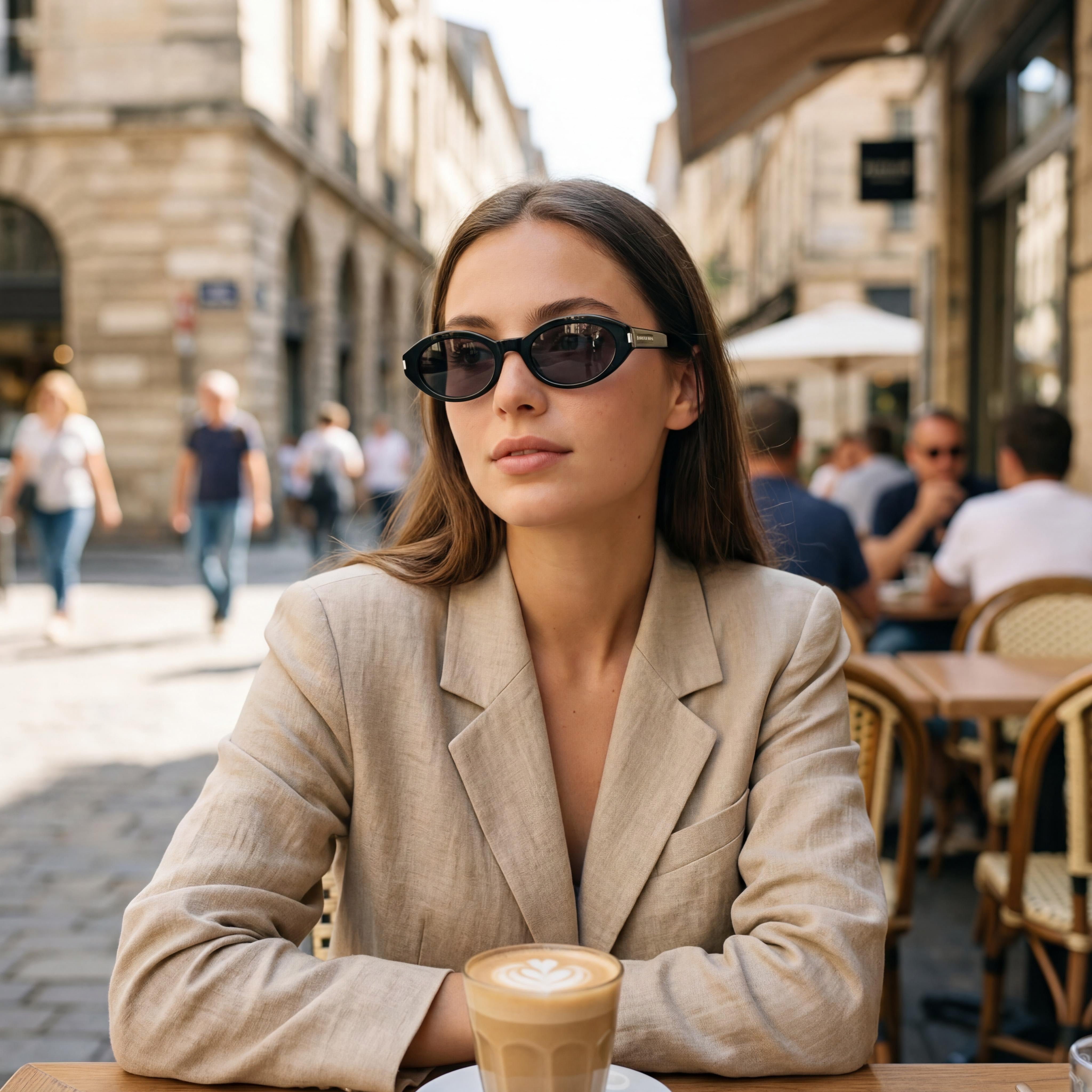 Gafas de sol Yves Saint Laurent SL 567-001 para mujer, redondas, de acetato negro, con forma de ojo de gato, 51 mm y protección UV, Photo 5