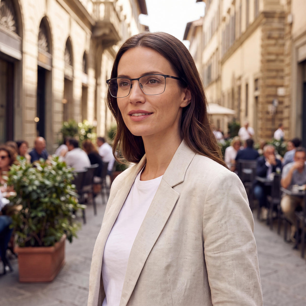 BOSS 1637 Women's Stainless Steel Rectangular Non- Eyeglasses Matte Black Ruthenium Transparent Lenses 54-18-150, Photo 6
