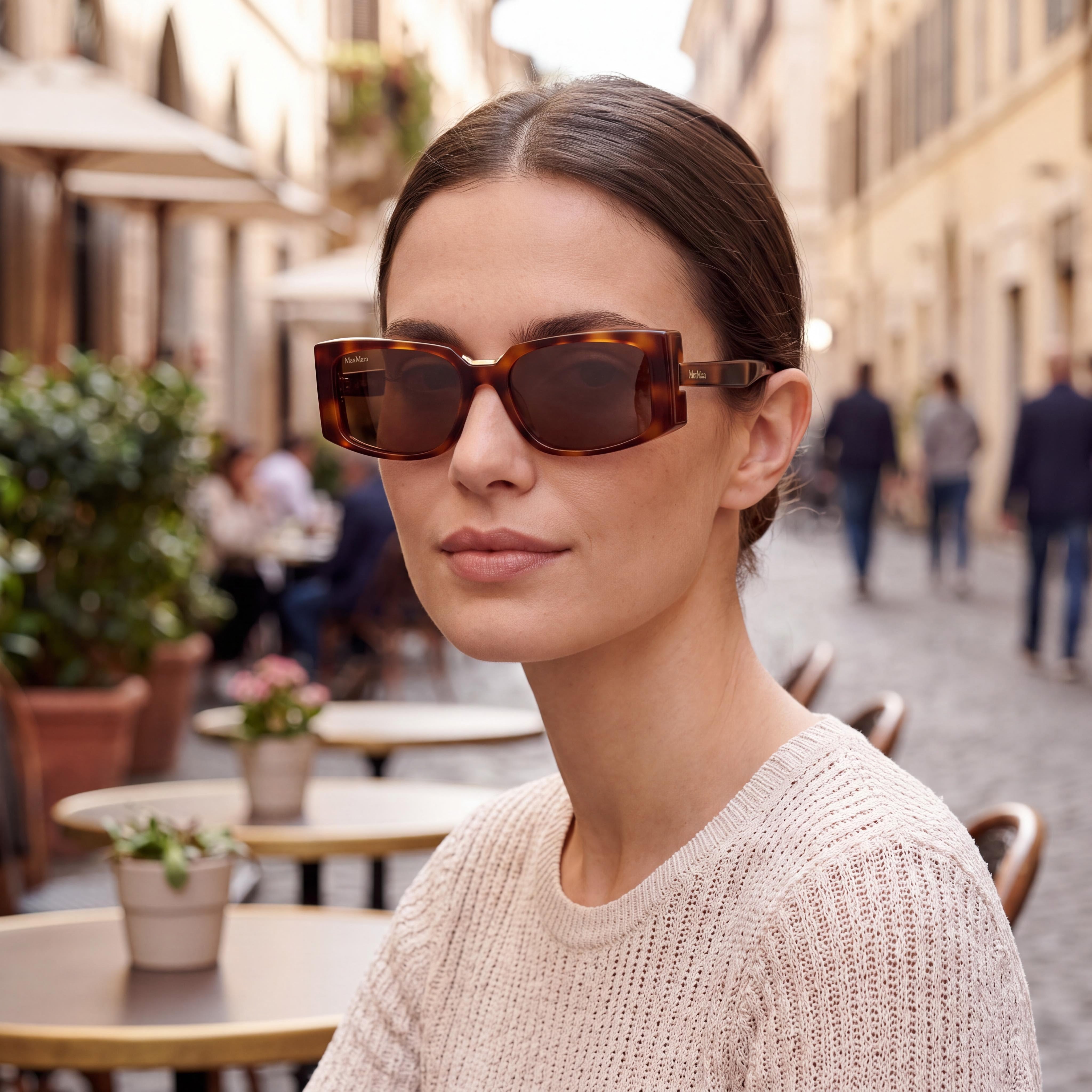 MaxMara MM0159 Women's Acetate Dark Havana Frame Sunglasses with Brown Lenses Size 54-16-140, Photo 4