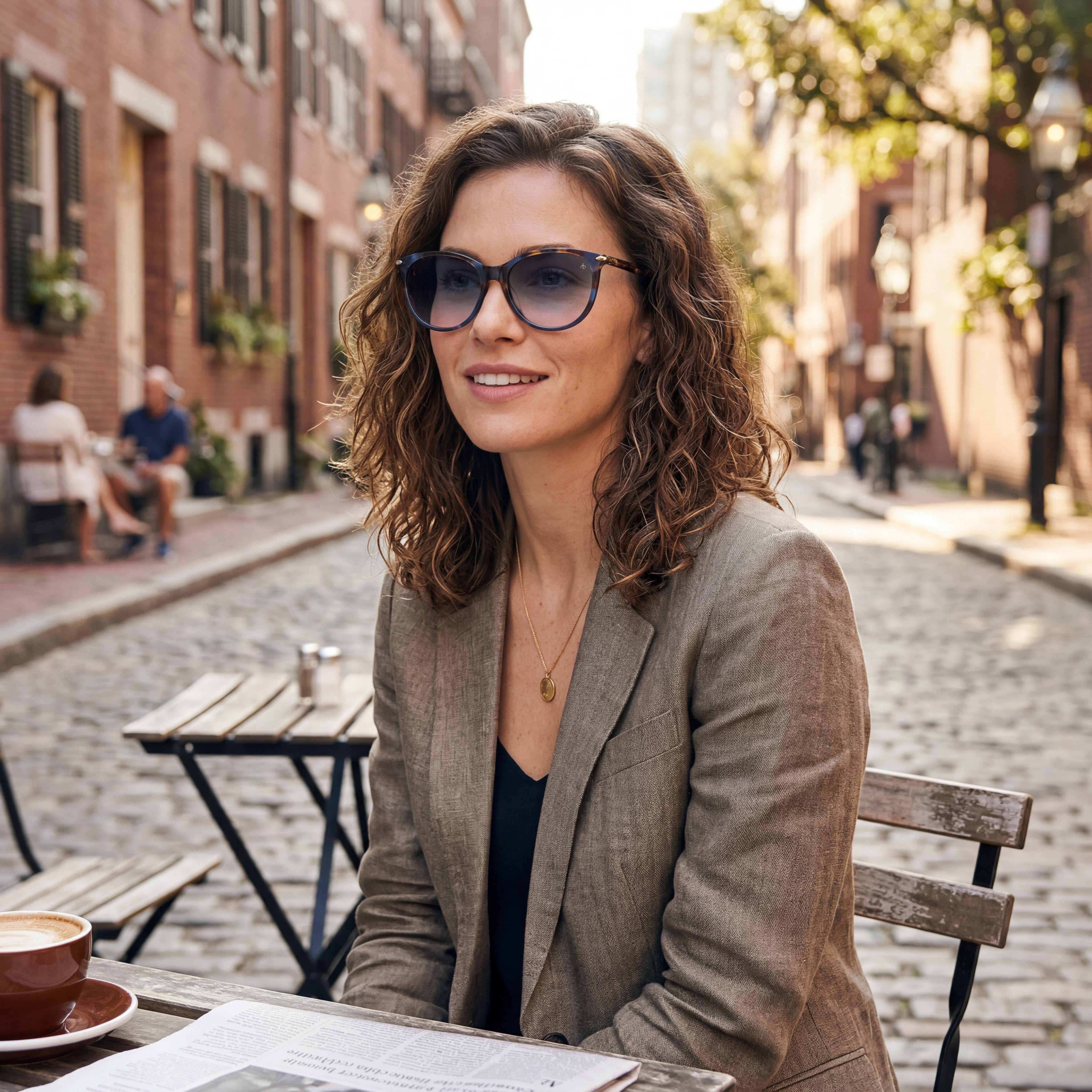 Rag & Bone Rnb1020/s Women's Acetate Eyewear, Blue Havana Frame, Blue Double Shade Peach Lenses 54mm, Photo 5