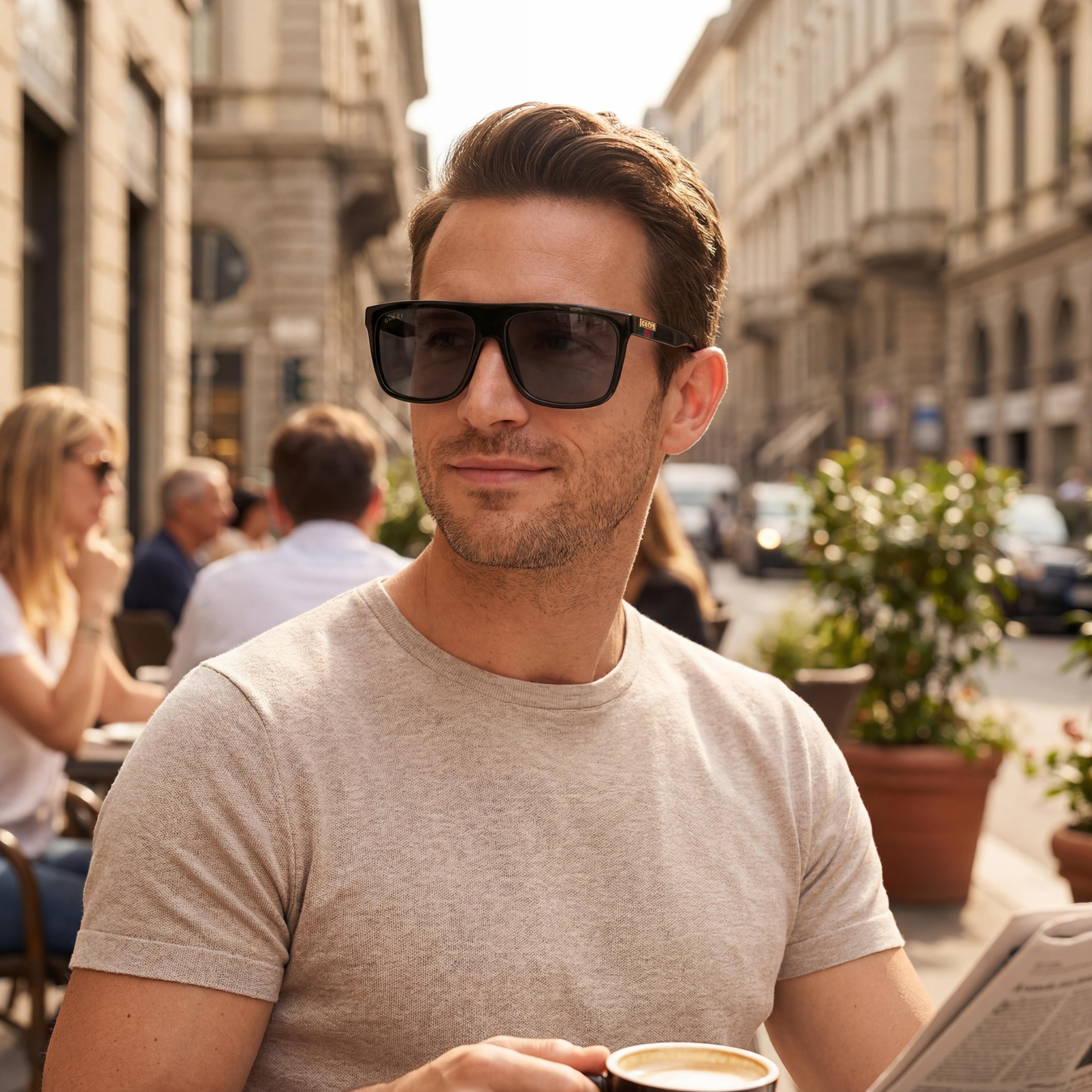 Gucci Gucci Logo GG0748S Men's Black Injected Plastic Square UV Protection Non-Polarized Sunglasses 59mm, Photo 4