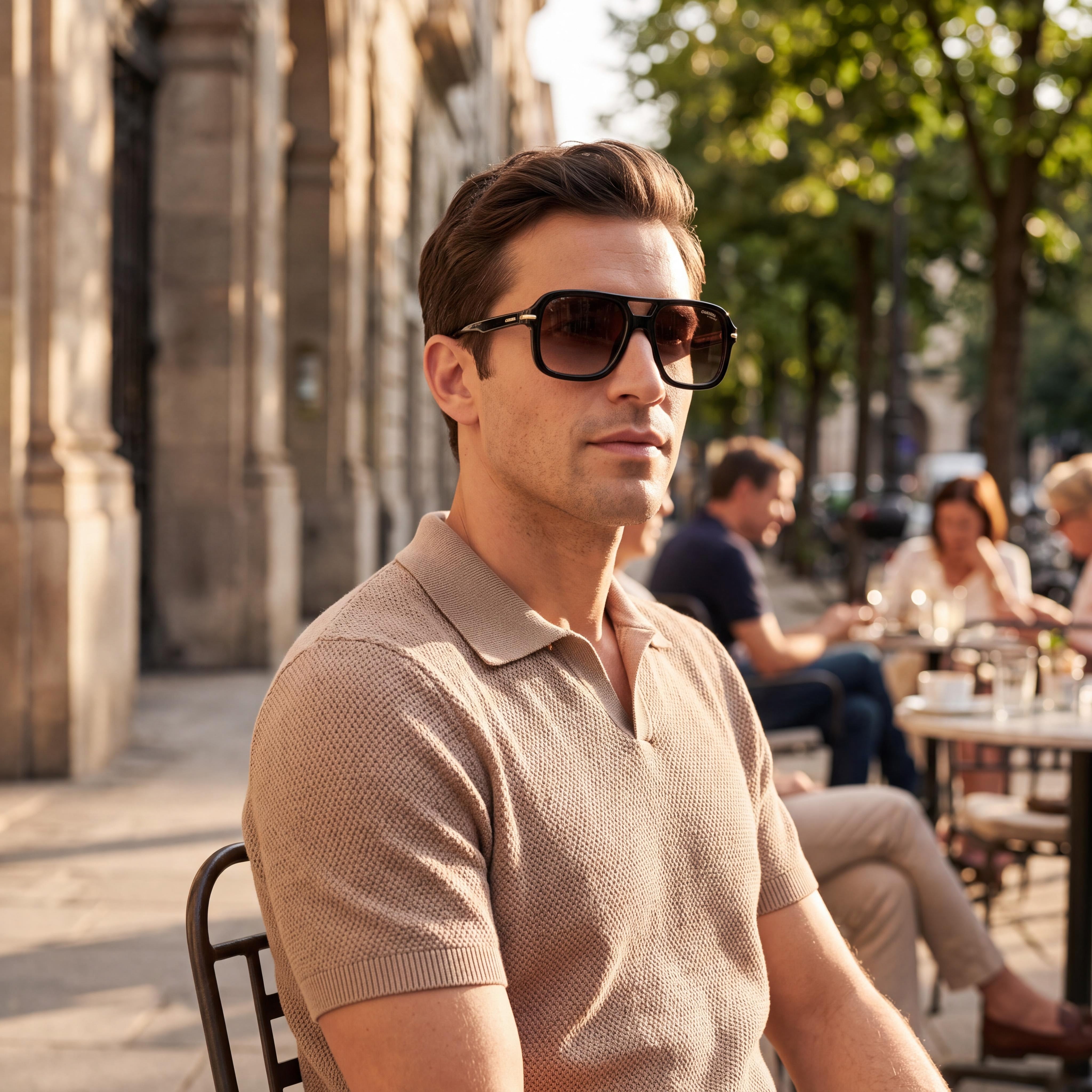 Carrera 317/S Men's Plastic Frame Sunglasses, Black with Brown Shaded Lenses, UV Protection, Non-Polarized 55mm, Photo 3
