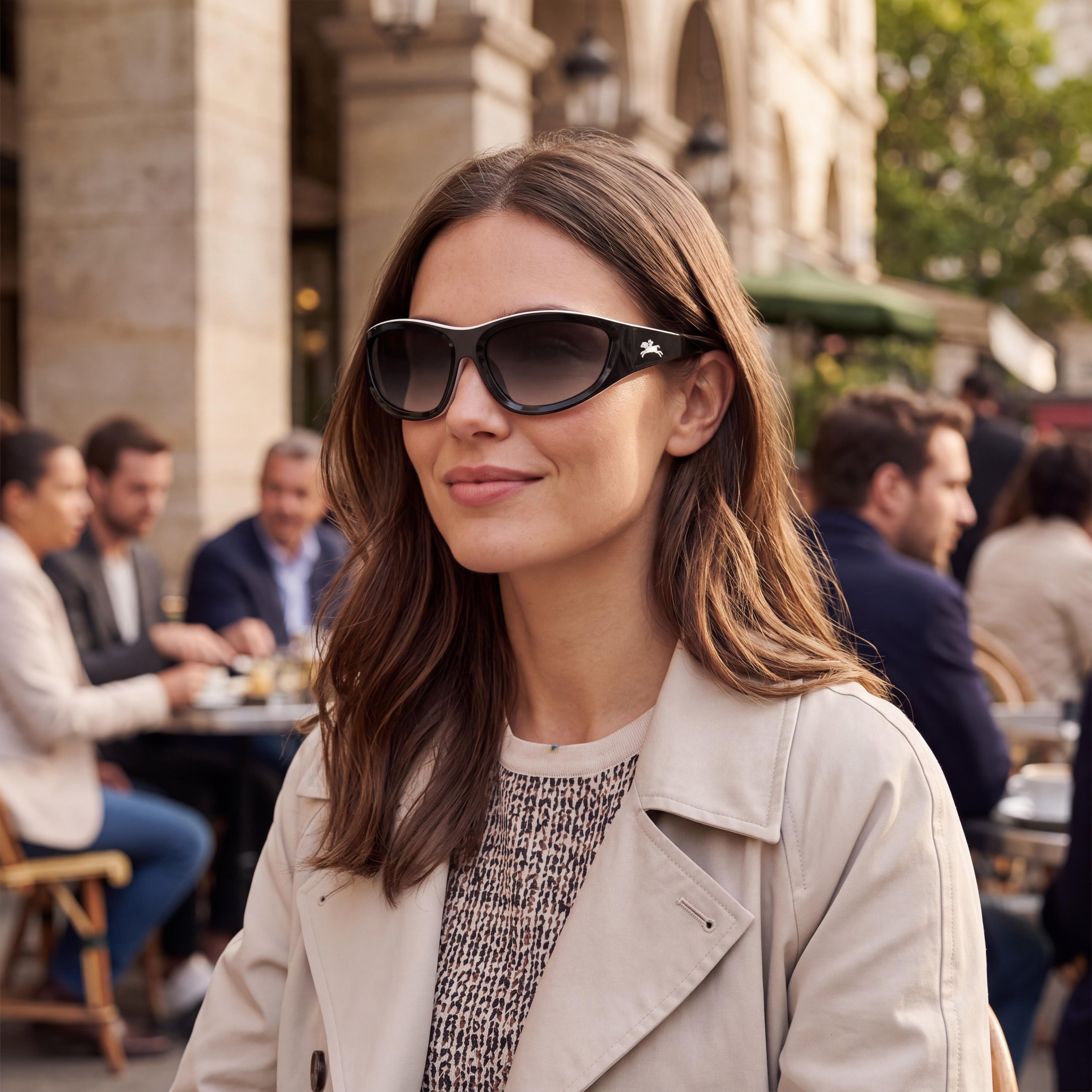 Longchamp Classic Women's Acetate Frame Black Gradient Grey Mirror Lenses UV 400 Eyewear 66-17-115, Photo 4