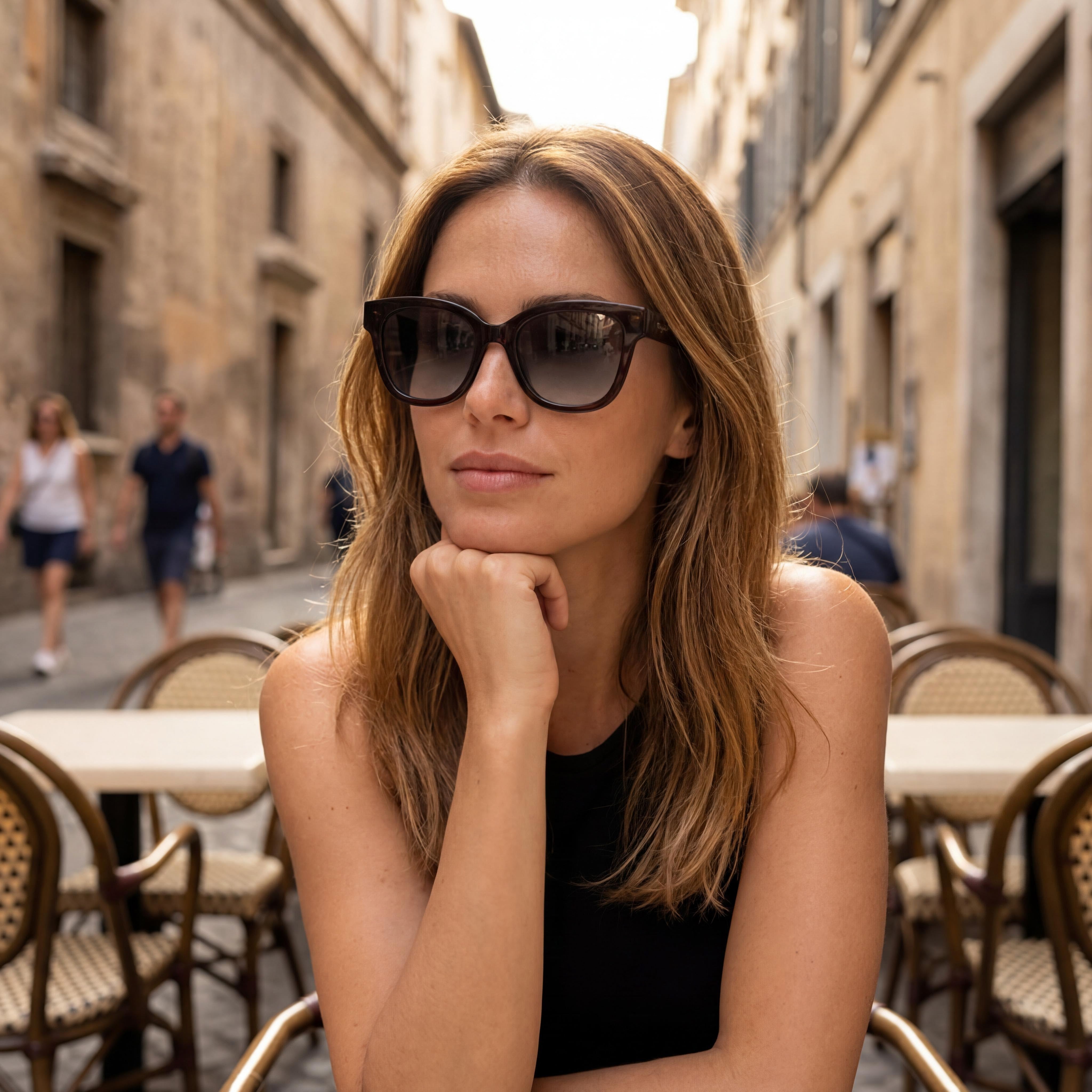 Gafas de sol Ferragamo SF1066S para mujer, marco de plástico marrón con cristales, lentes grises degradadas, protección UV, 52 mm, Photo 4