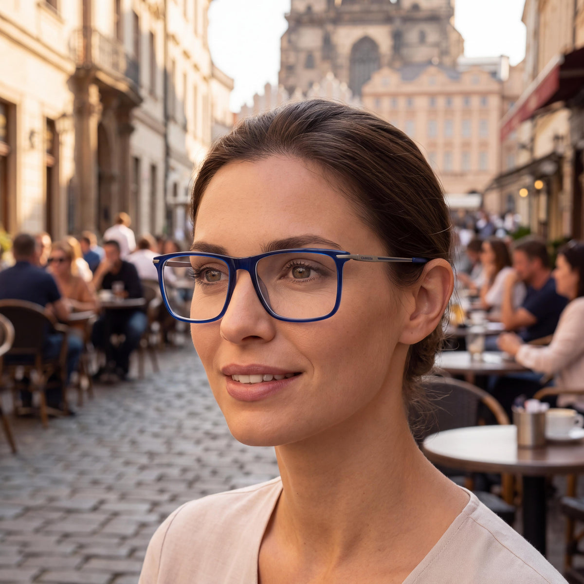 Gafas graduadas Carrera 8905 para mujer, de acetato ligero azul grisáceo, no multicolor, 54 mm, Photo 4