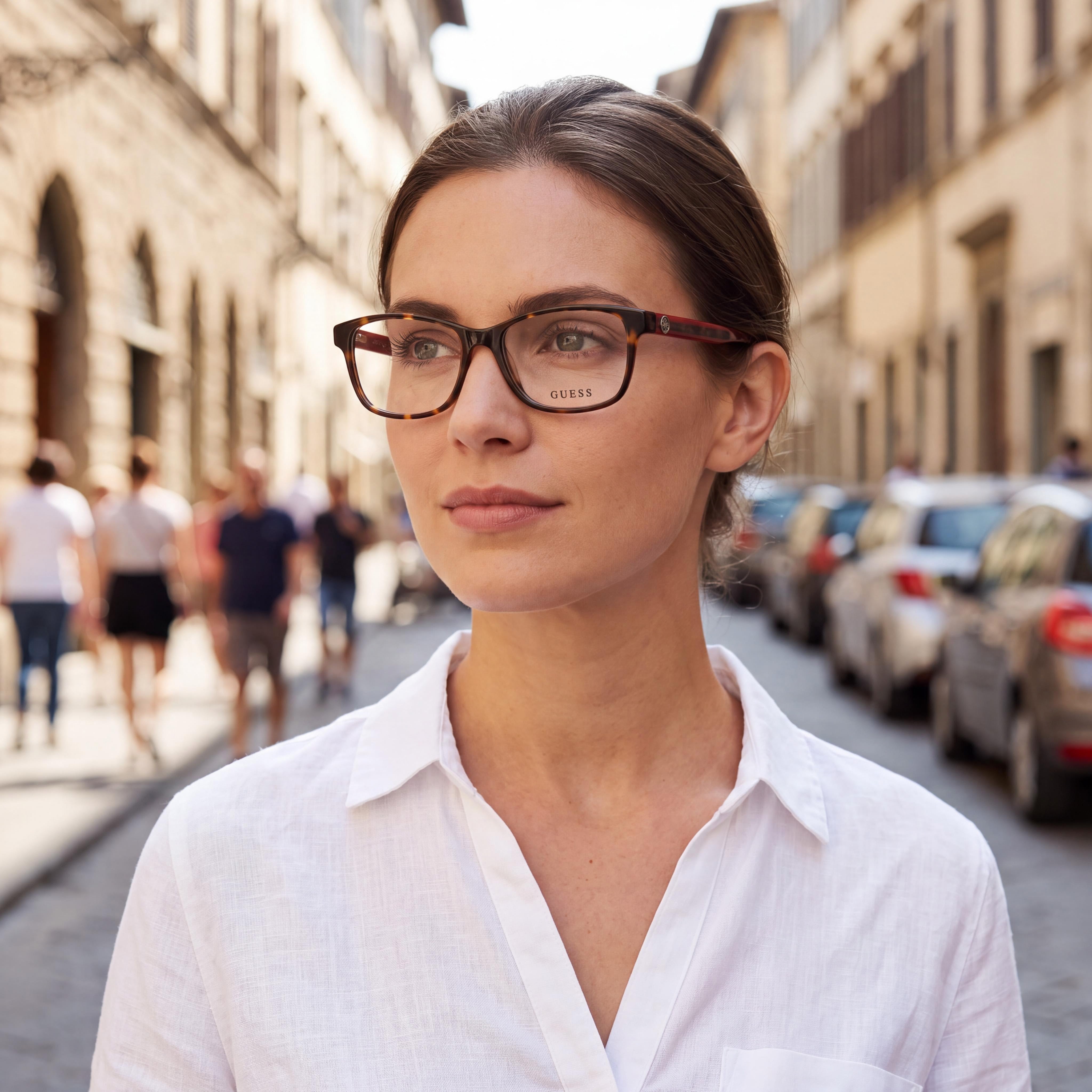 GUESS GU2874 Classic Women's Plastic Frame Dark Havana Animal Print Eyeglasses 51mm Lens Width, Photo 4